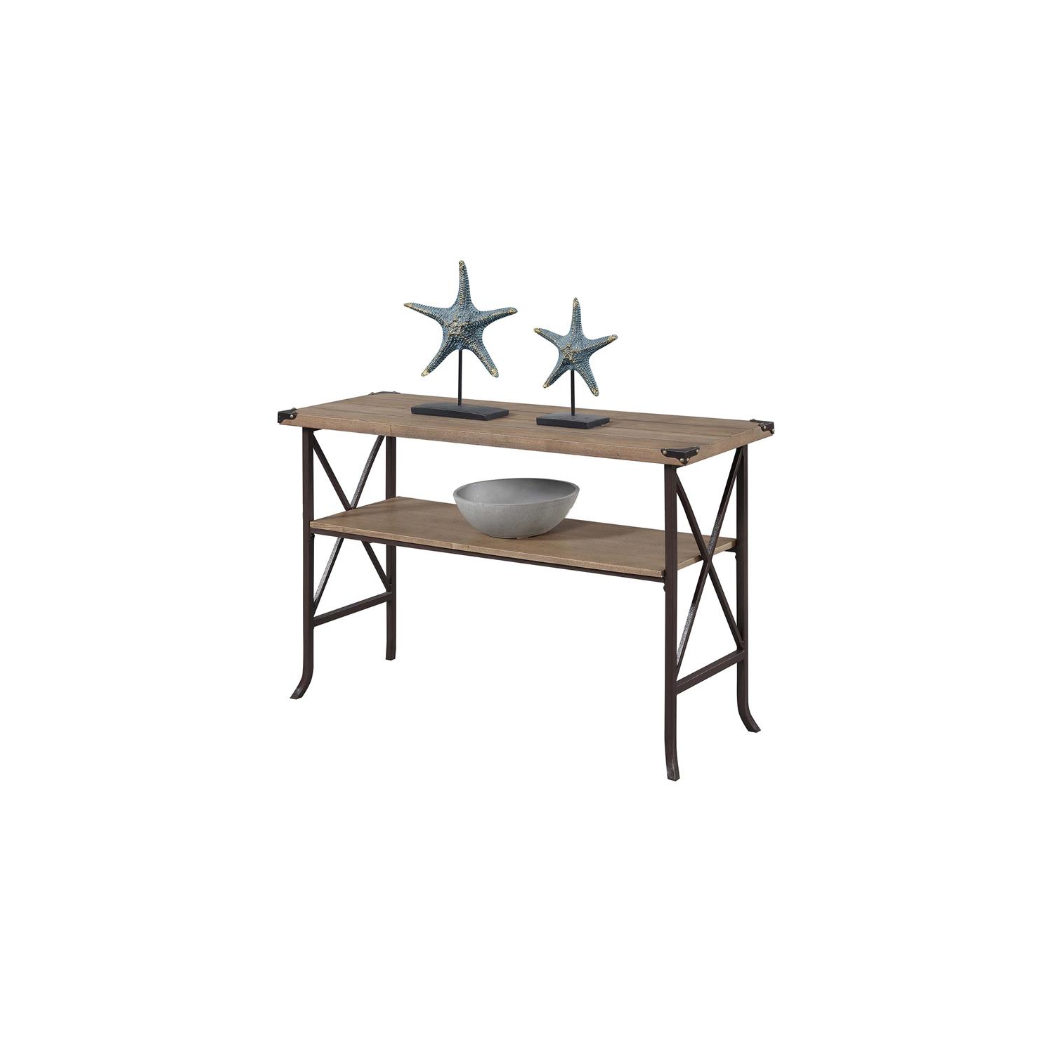 Convenience Concepts Brookline Console Table in Beige Driftwood Wood Finish