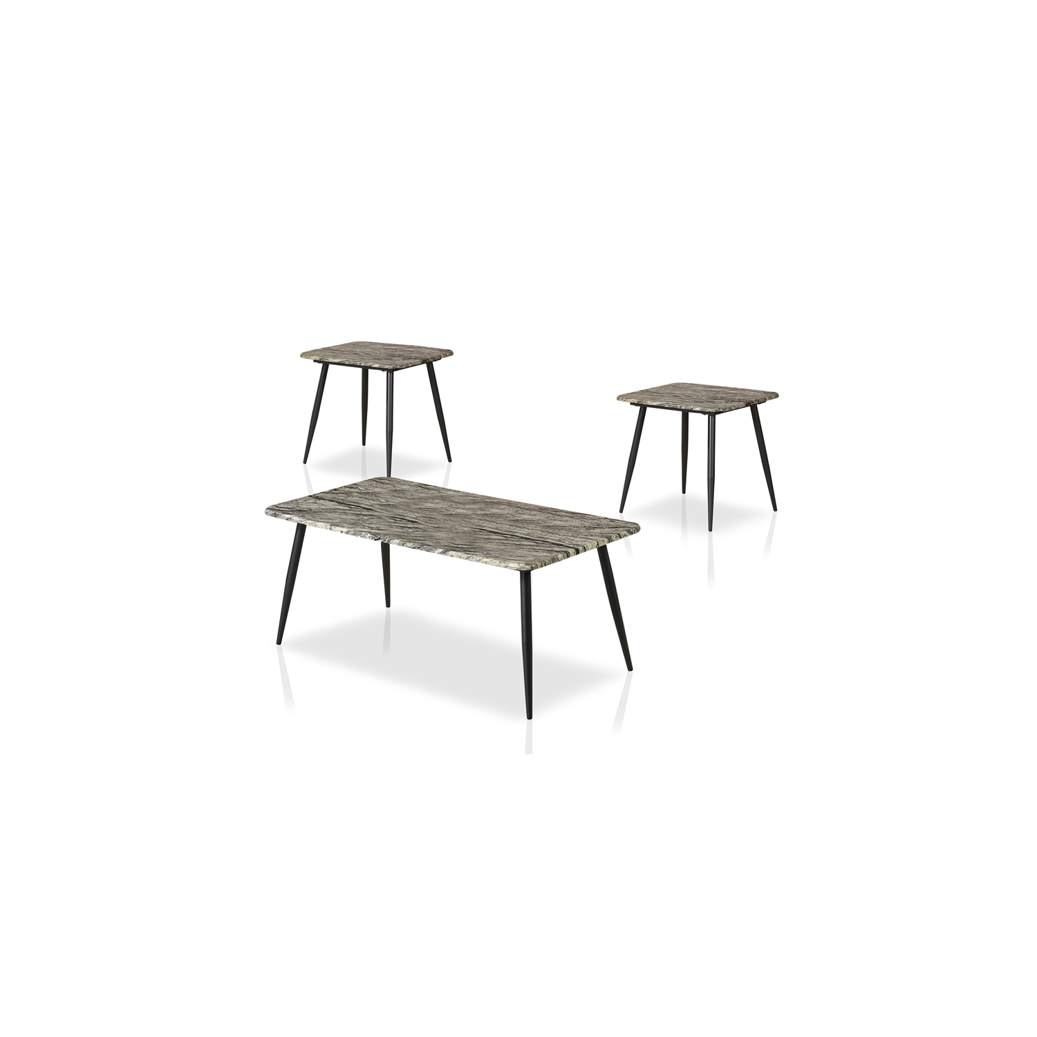 Ensemble de 3 tables basses en bois Tres de Furniture of America - Gris