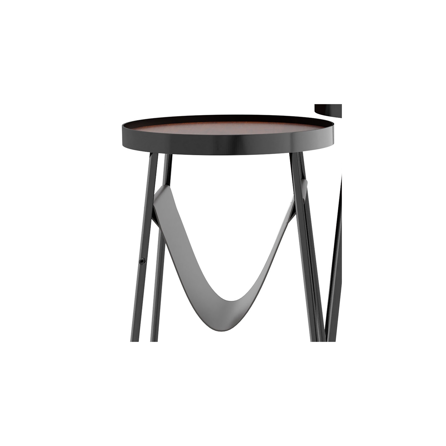 Furniture of America Lassatov Metal 2-Piece Nesting Table in Matte Black
