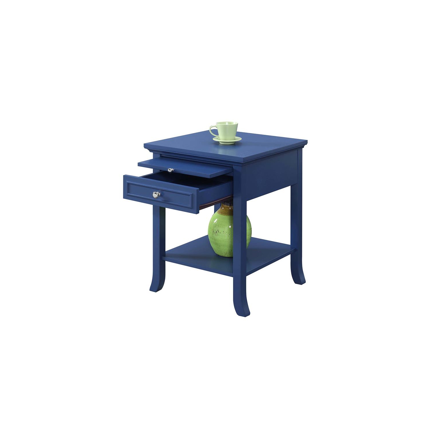 American Heritage Logan End Table with Drawer and Slide in Blue Wood Finish