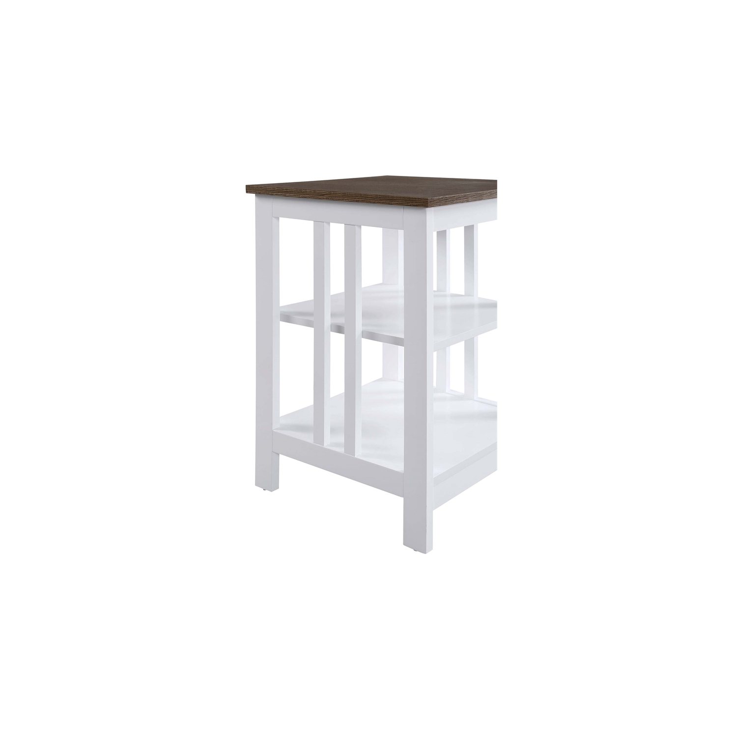 Convenience Concepts Mission End Table in White Wood with Driftwood Top