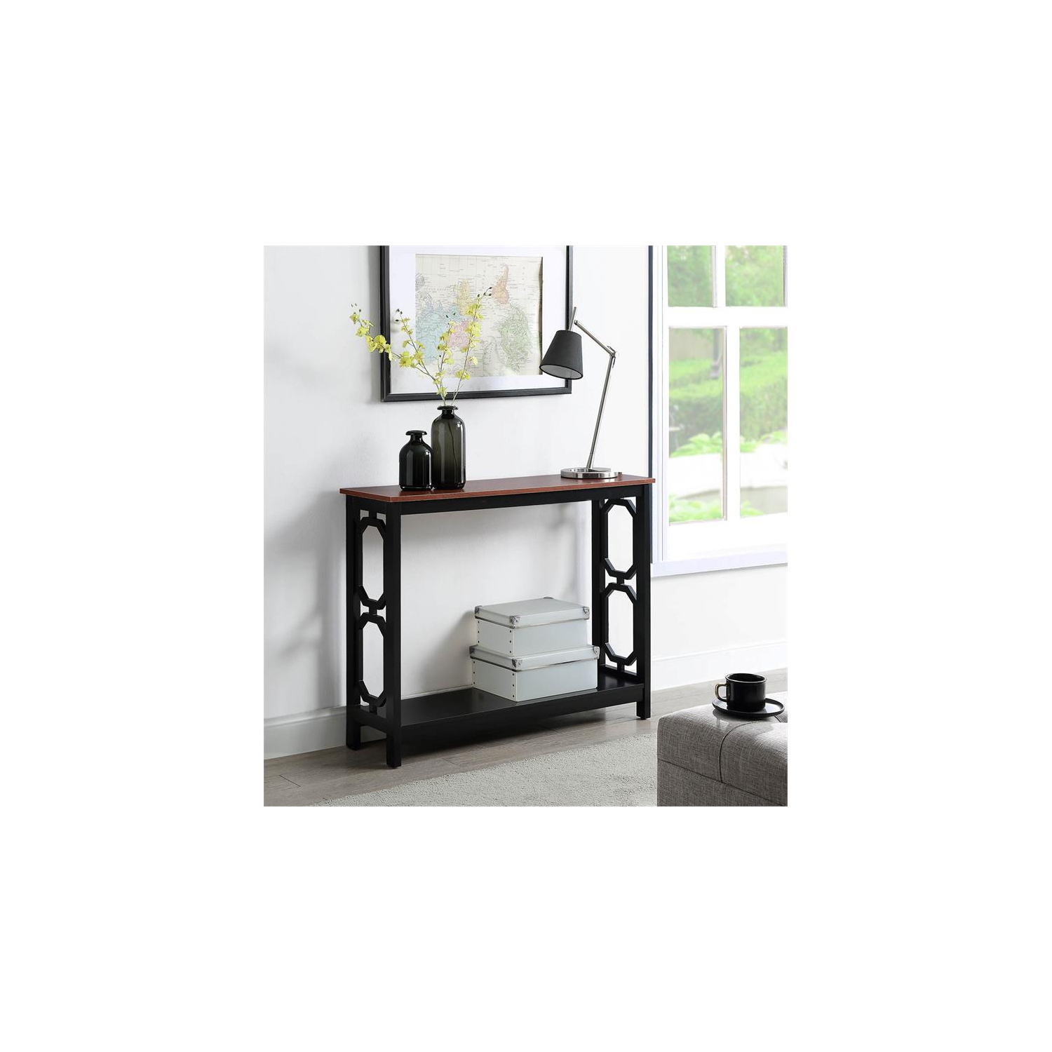 Console Omega de pratique concepts avec fini cerisier et bois noir