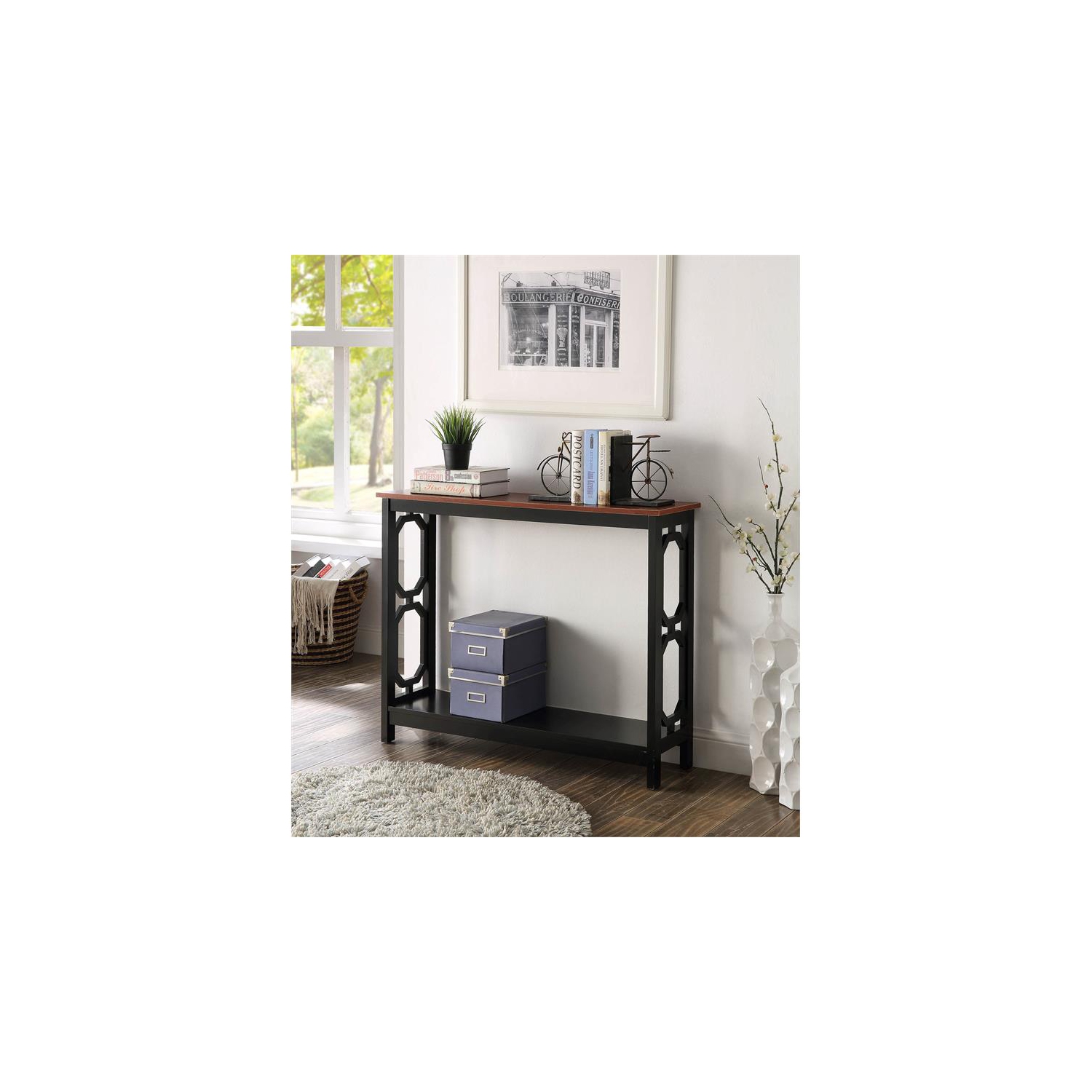 Console Omega de pratique concepts avec fini cerisier et bois noir