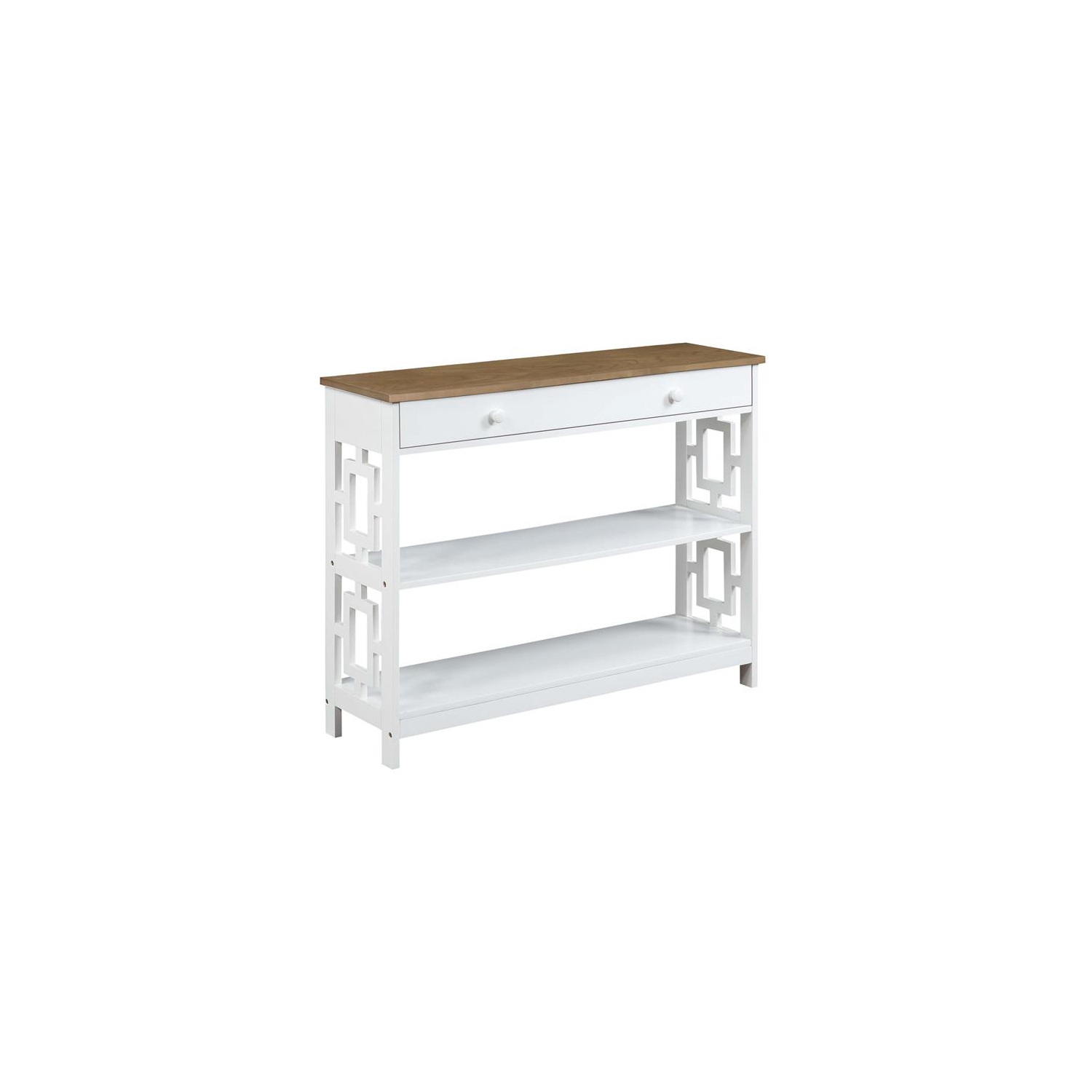 Convenience Concepts Town Square One-Drawer Console Table in White Wood Finish