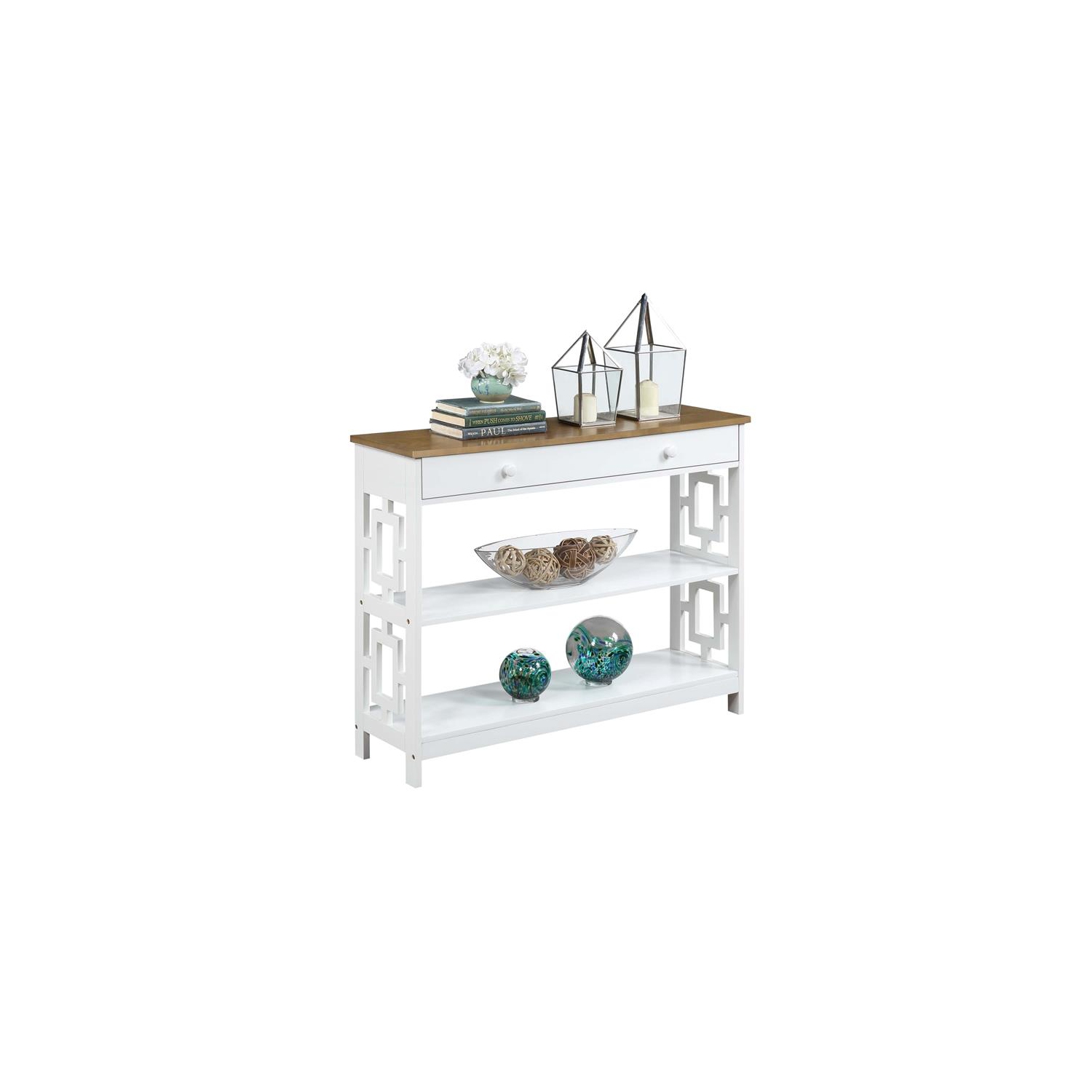 Convenience Concepts Town Square One-Drawer Console Table in White Wood Finish