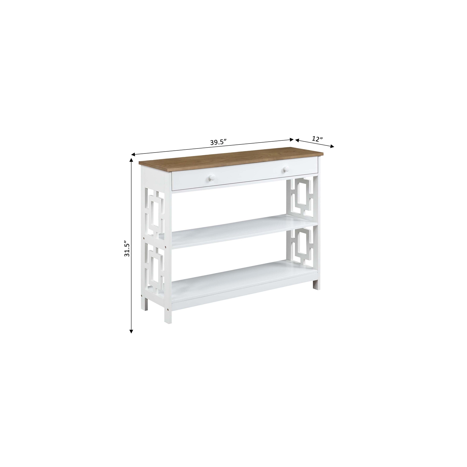 Convenience Concepts Town Square One-Drawer Console Table in White Wood Finish
