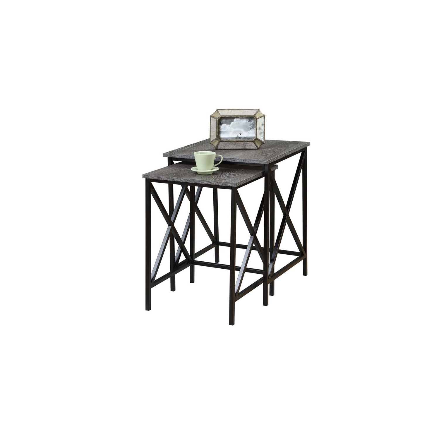 Convenience Concepts Tucson 2 Piece Nesting End Table Set in Gray