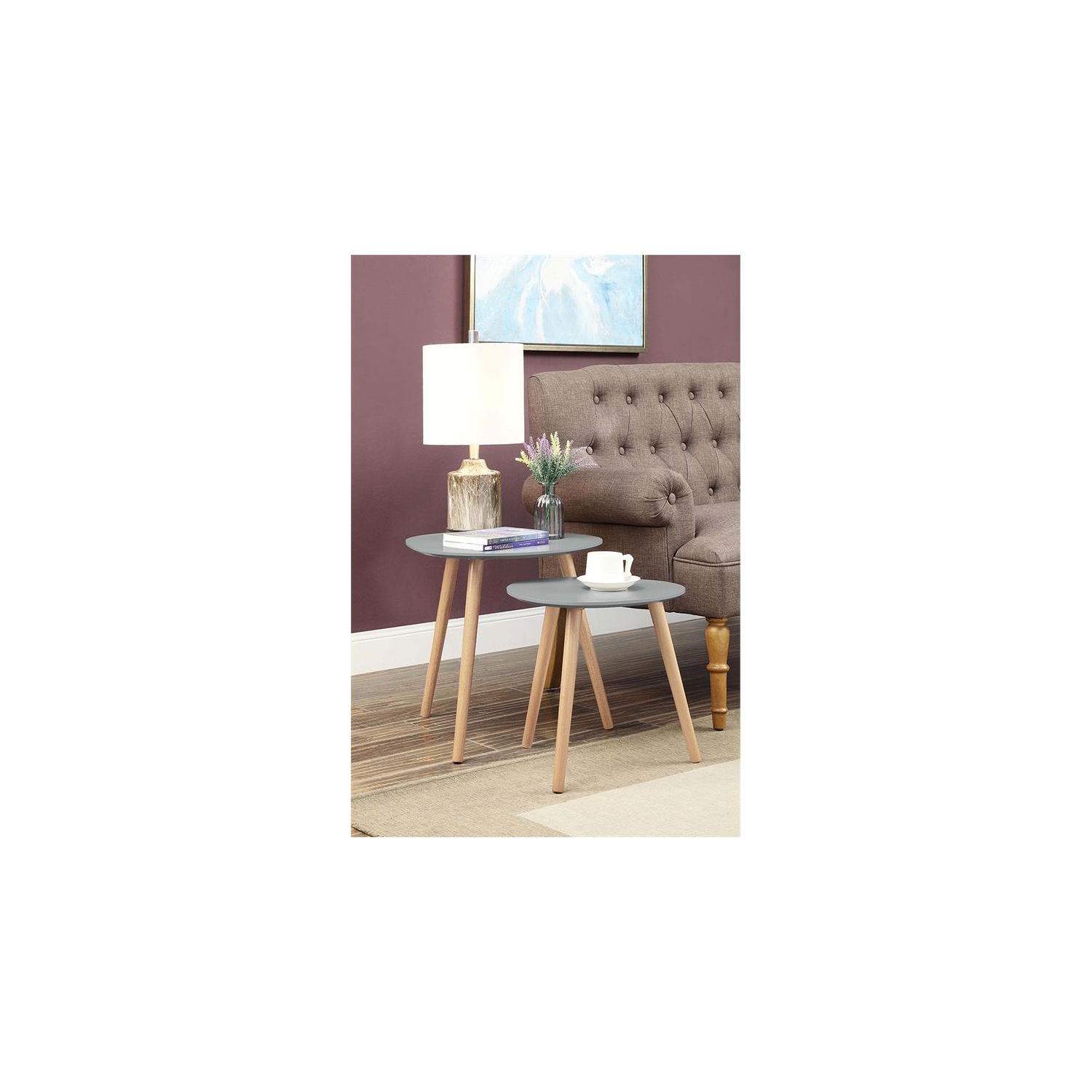 Convenience Concepts Oslo Nesting End Tables in Gray Wood Finish