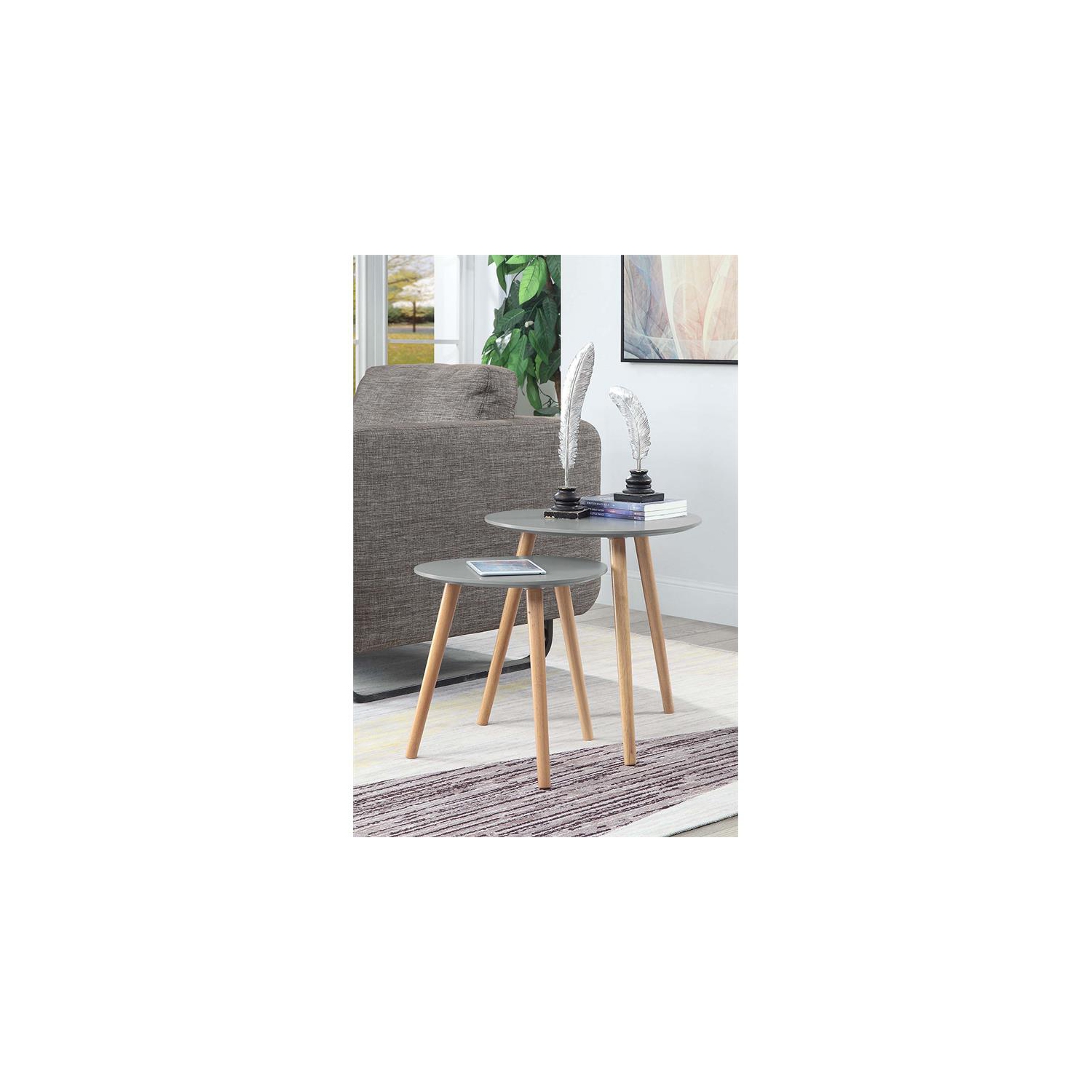 Convenience Concepts Oslo Nesting End Tables in Gray Wood Finish