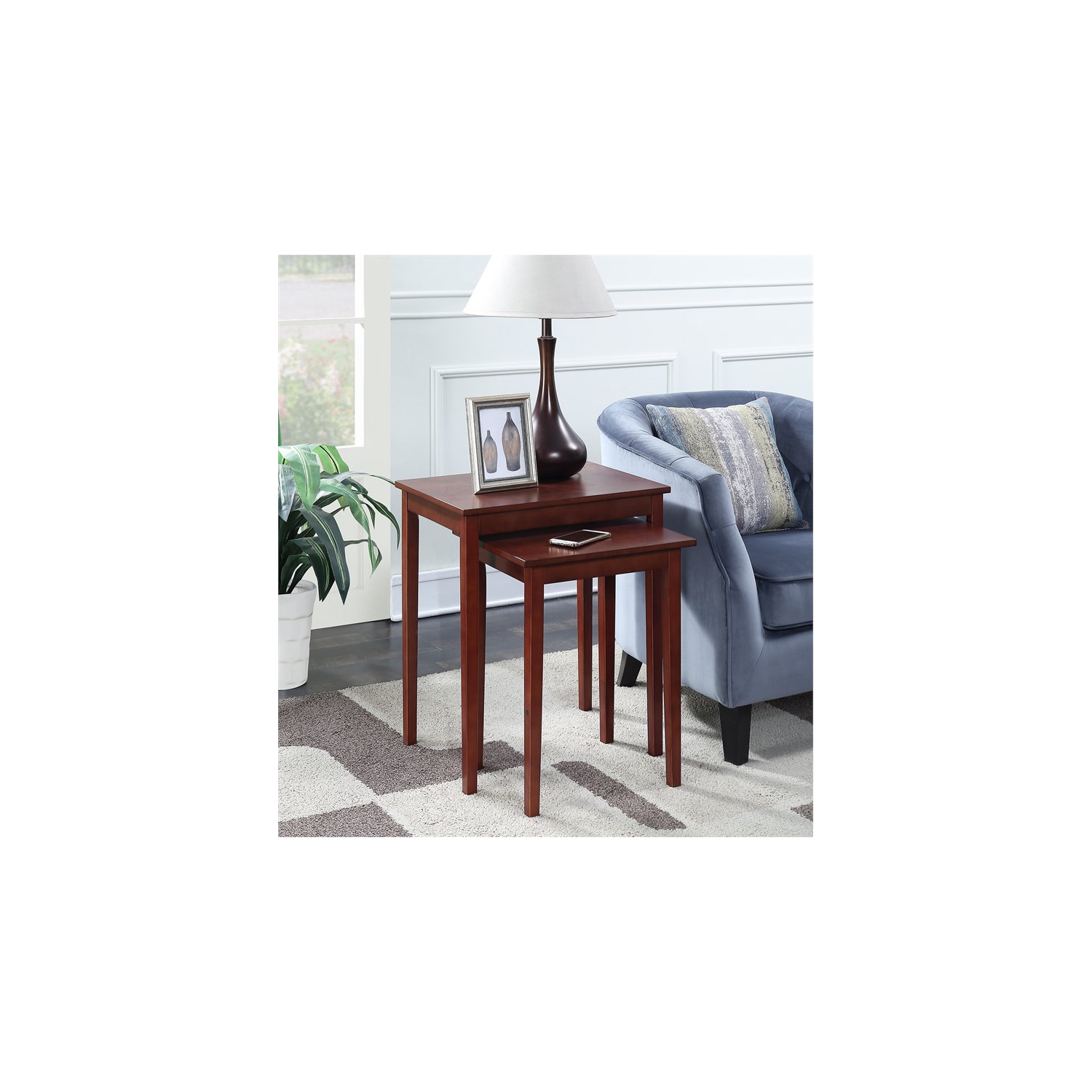 Convenience Concepts American Heritage Nesting End Tables- Mahogany Wood Finish