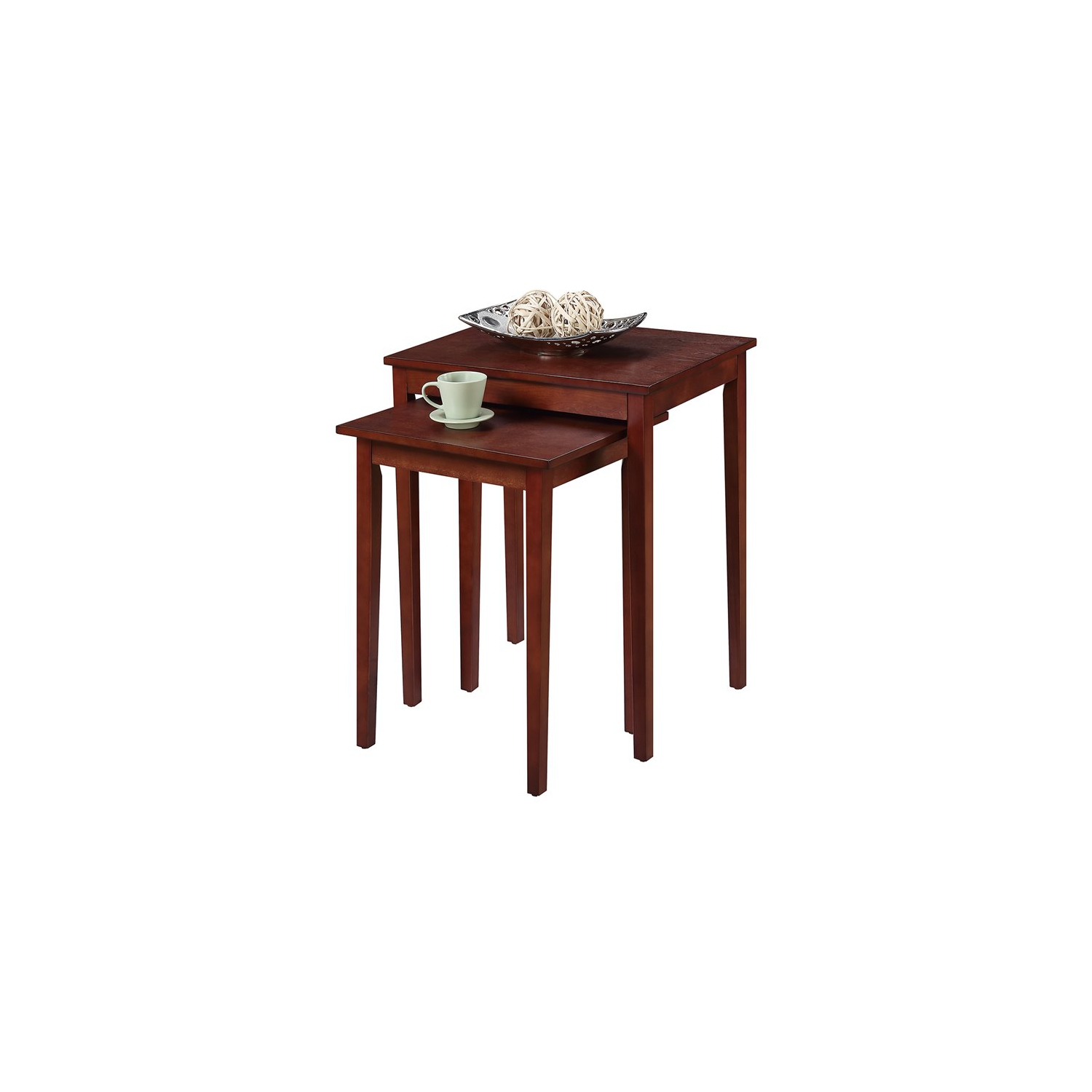 Convenience Concepts American Heritage Nesting End Tables- Mahogany Wood Finish