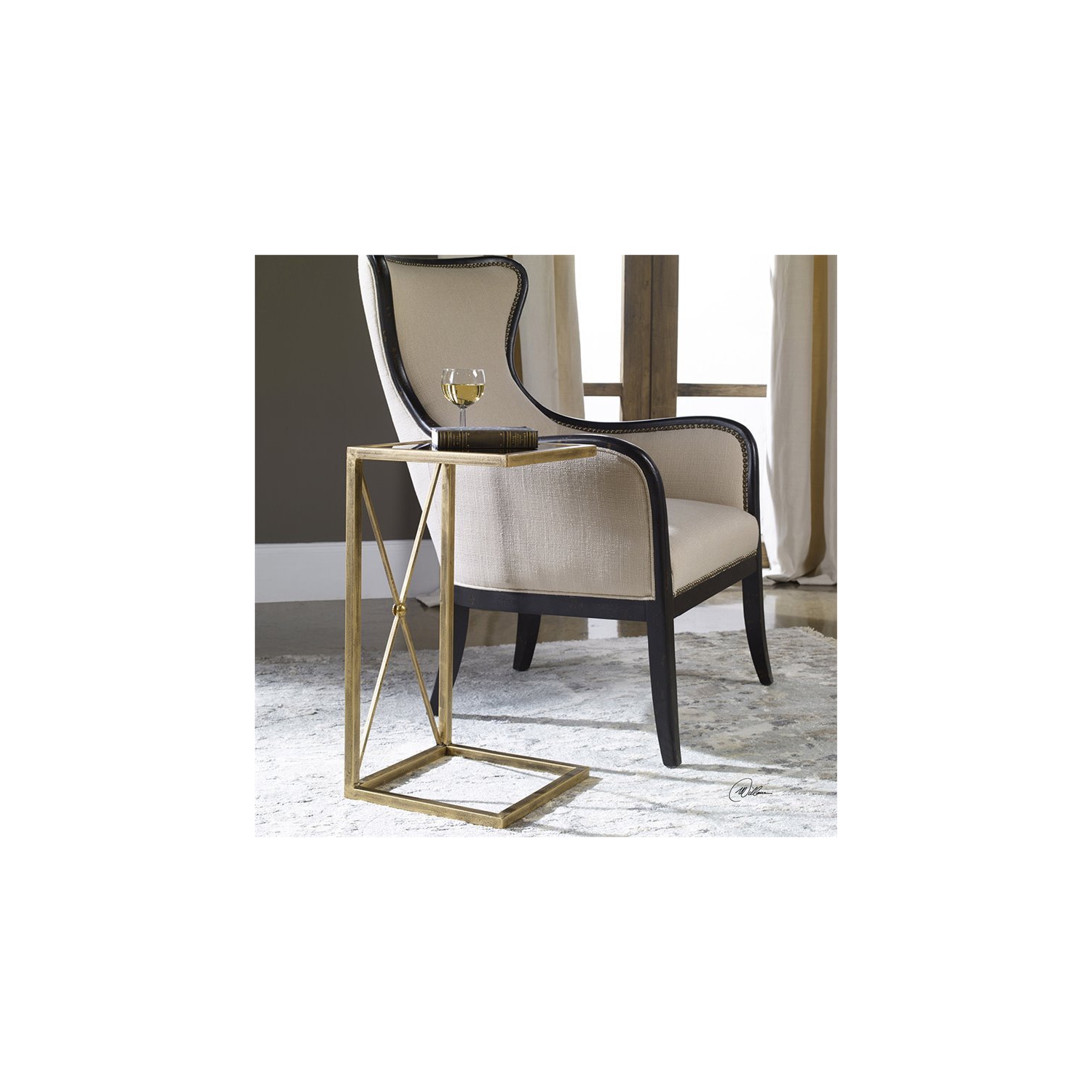 Bowery Hill Contemporary Iron Gold Side Table