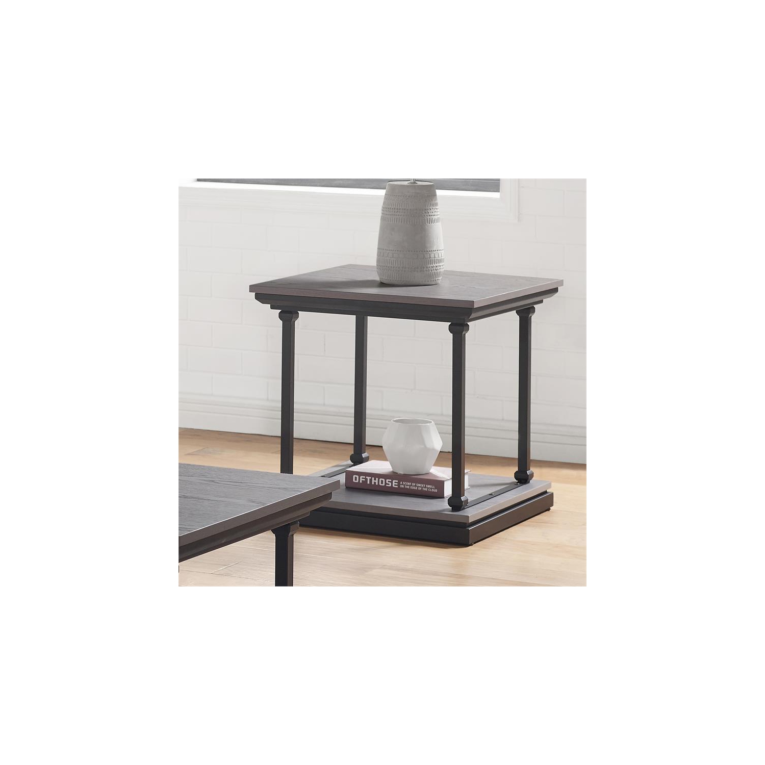 Furniture of America Drewden Transitional Wood End Table in Antique Gray