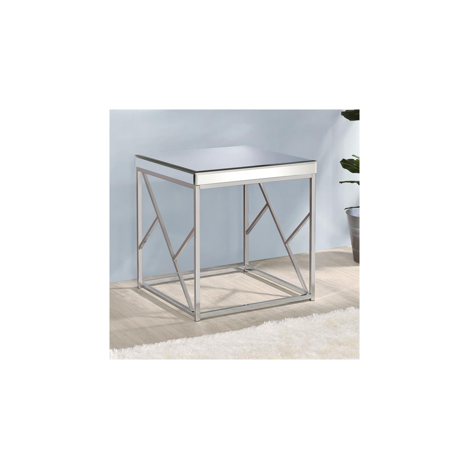 Steve Silver Evelyn Mirror Top Chrome End Table