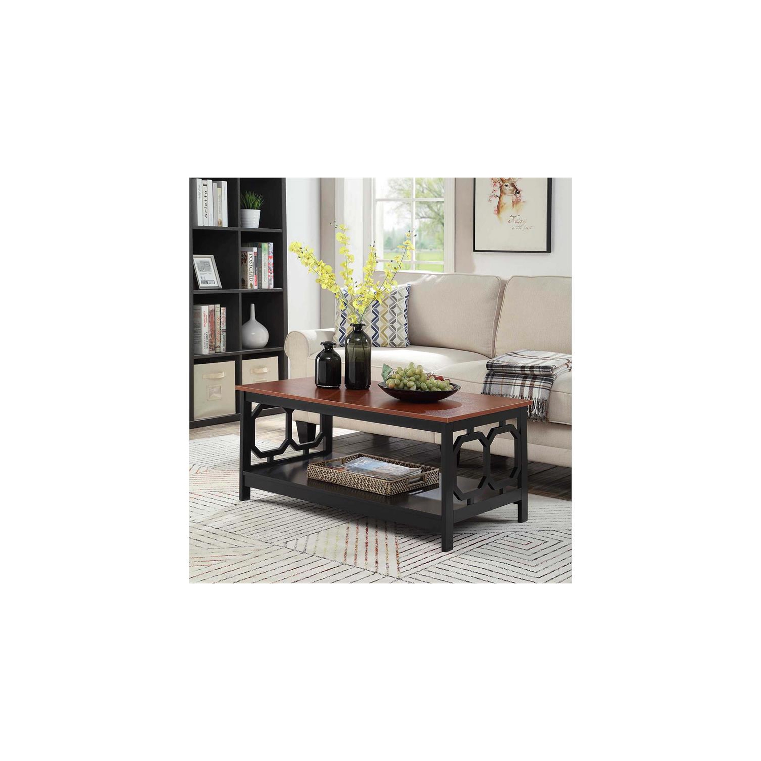 Table basse Omega de pratique concepts avec fini cerisier et bois noir