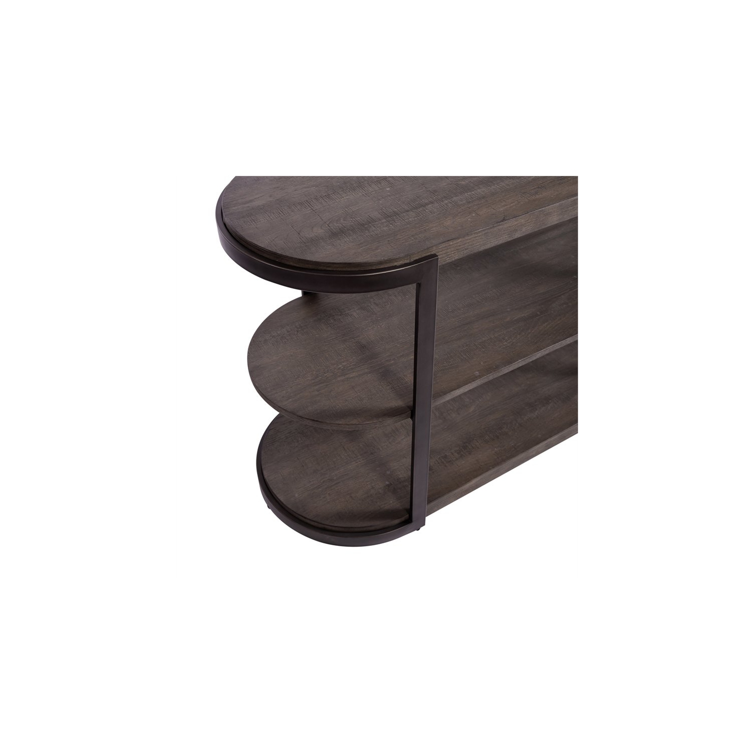 Pemberly Row Modern Sofa Wood Table in Brown