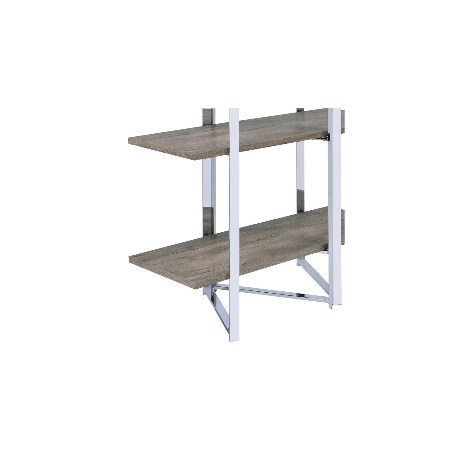 ACME Libby 4 Fixed Wooden Shelves Rectangular Bookshelf in Chrome Metal