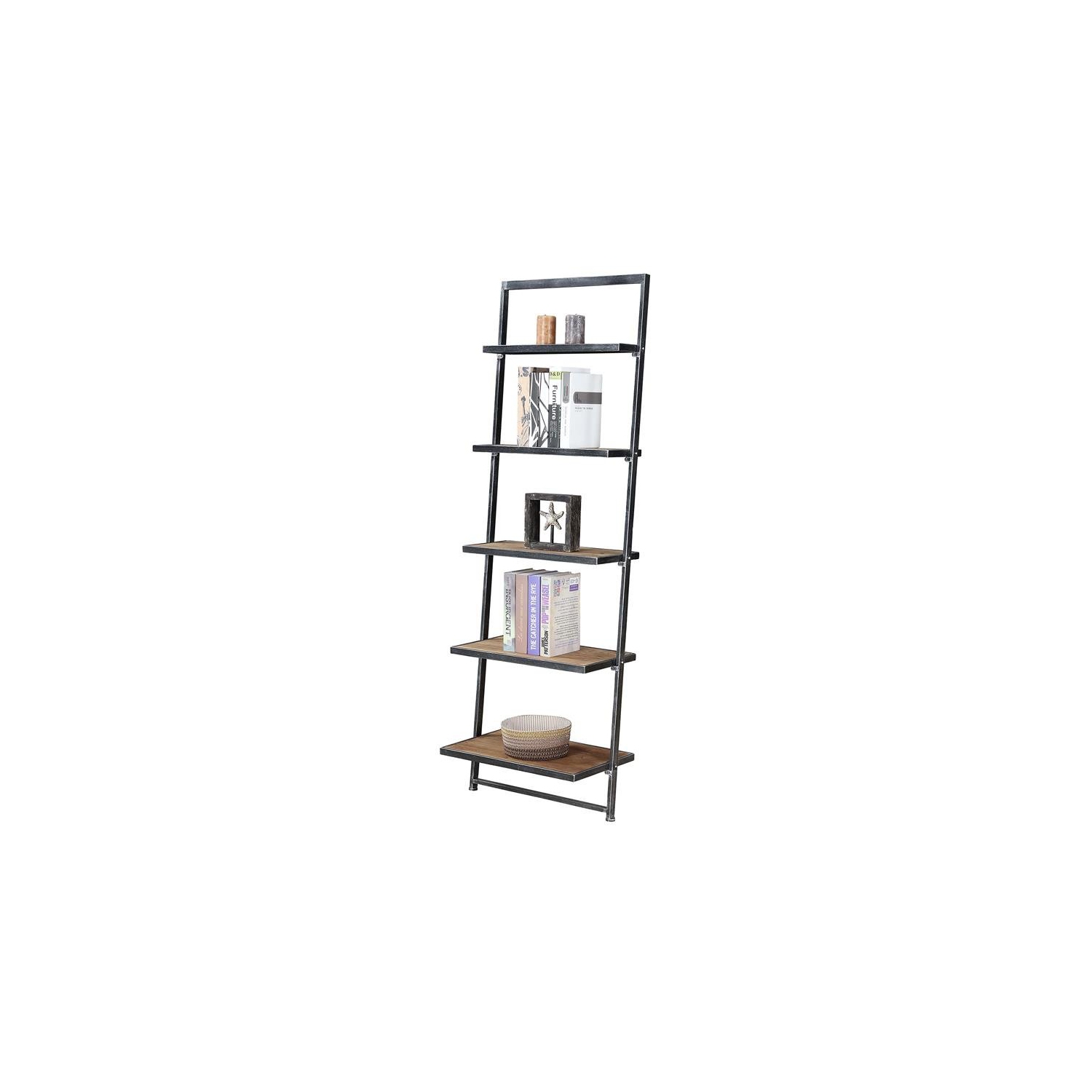 Convenience Concepts Laredo Five-Tier Ladder Bookcase/Shelf in Black Metal