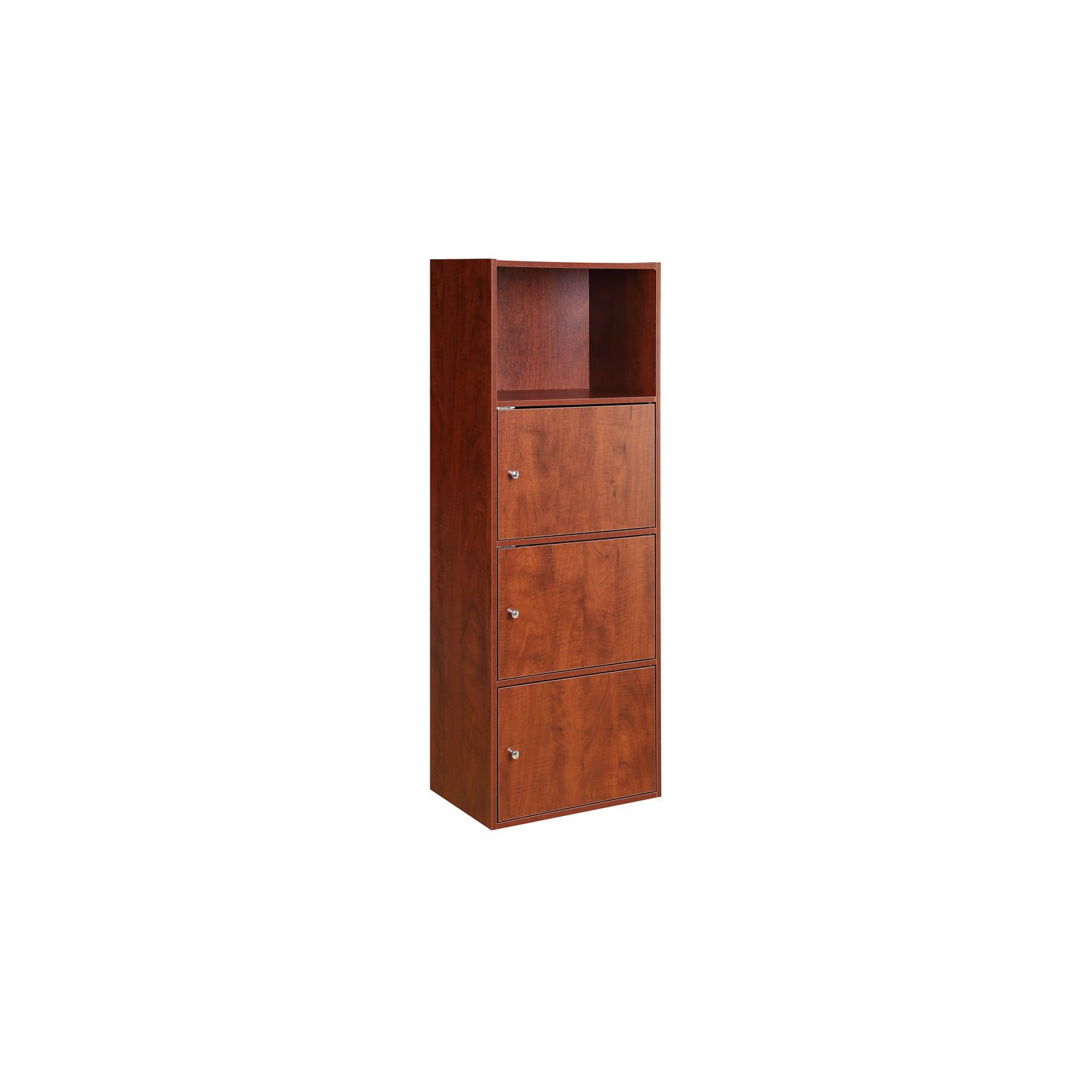 Pemberly Row Three-Door Bookcase in Cherry Wood Finish