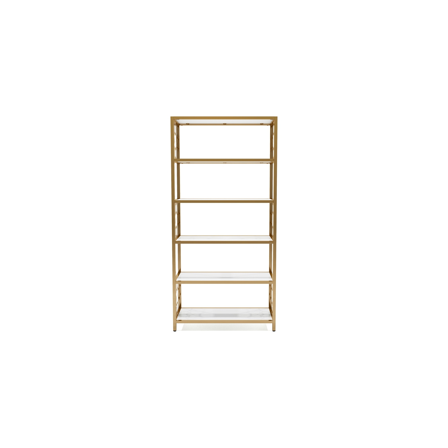 Bibliothèque à 5 tablettes en métal blanc et doré de Furniture of America Abair