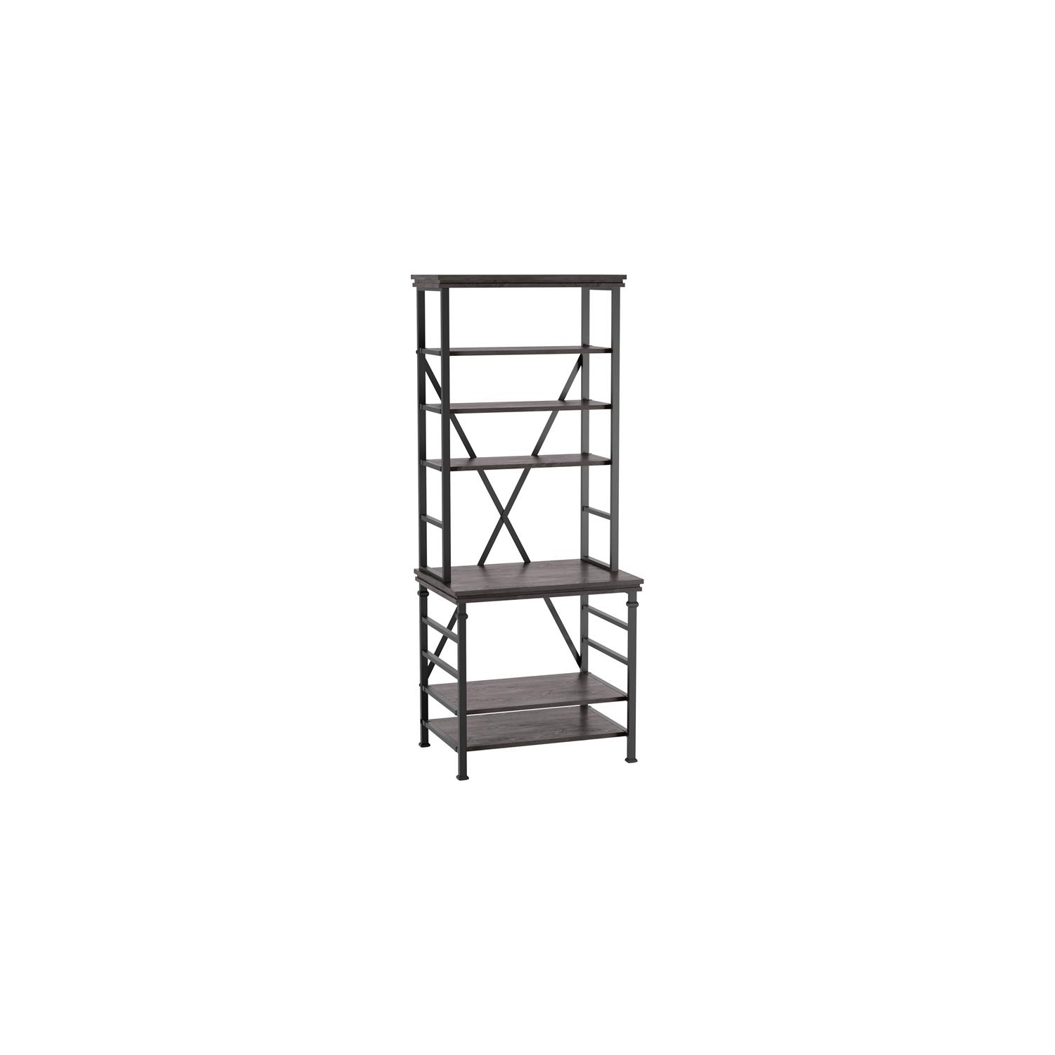 Furniture of America Garna Industrial Metal 6-Shelf Bookcase in Antique Gray