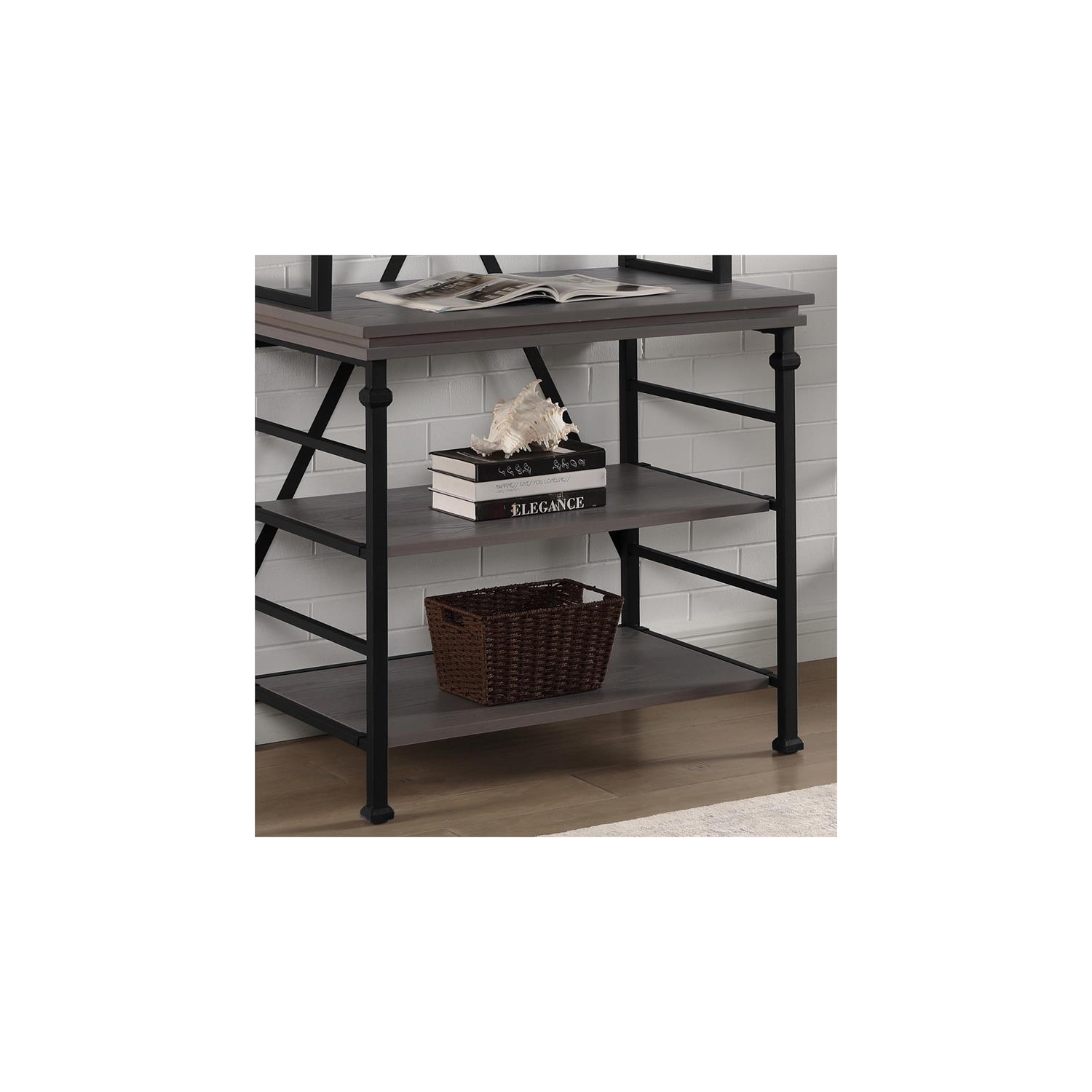 Furniture of America Garna Industrial Metal 6-Shelf Bookcase in Antique Gray