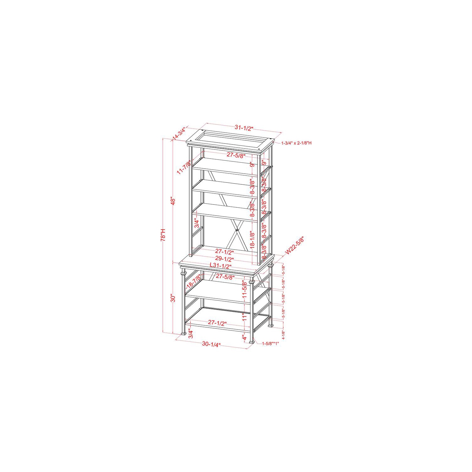 Furniture of America Garna Industrial Metal 6-Shelf Bookcase in Antique Gray