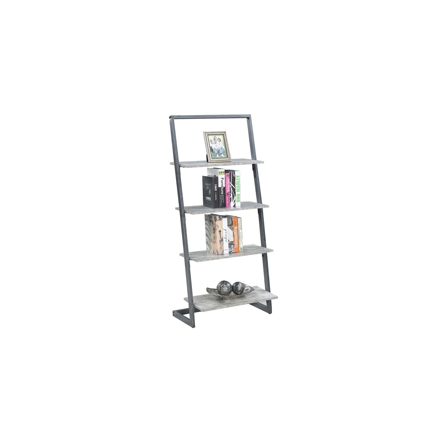 Convenience Concepts Graystone Four-Tier Ladder Bookcase/shelf in Gray Wood