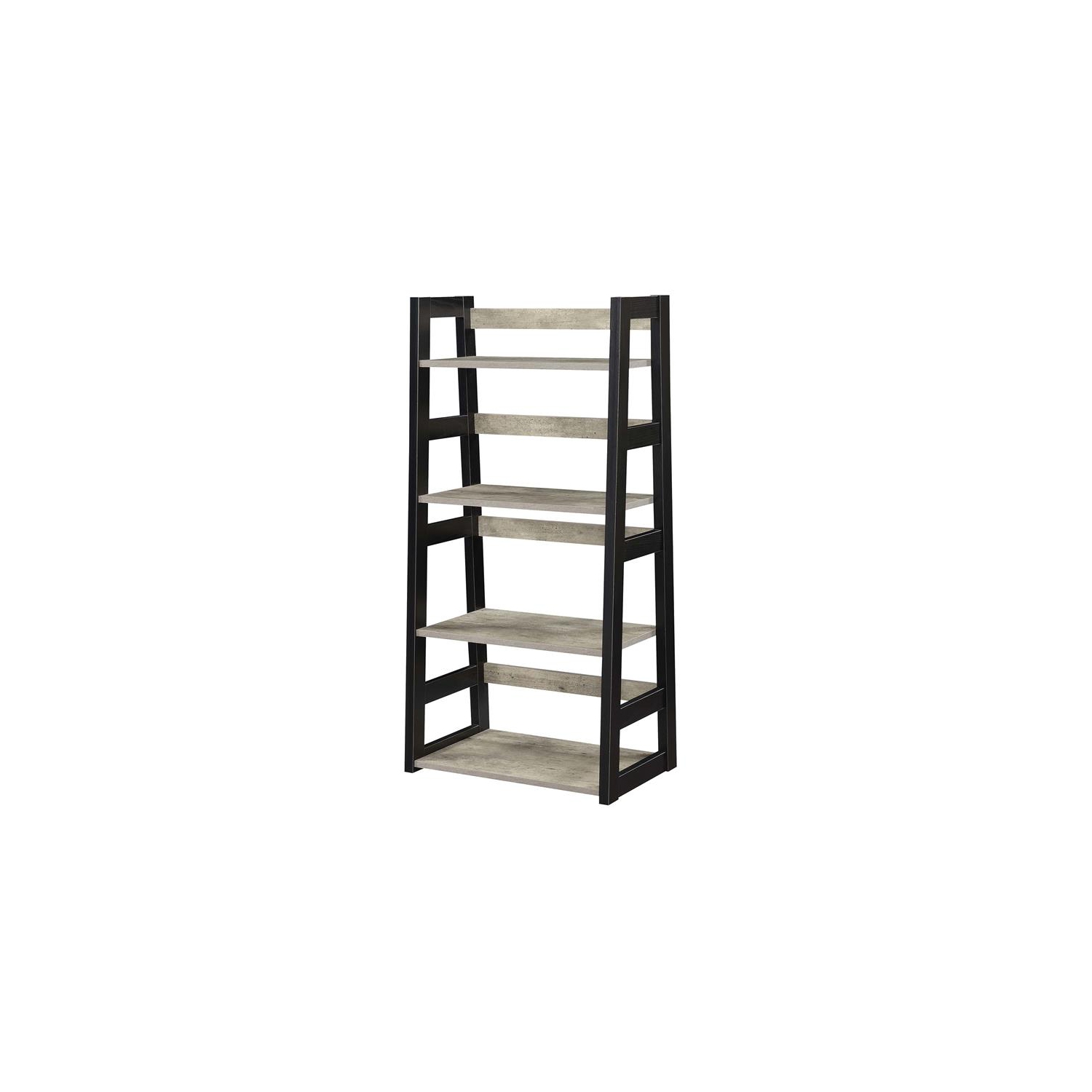 Designs2Go Trestle Bookcase in Gray Faux Birch Wood with Black Frame