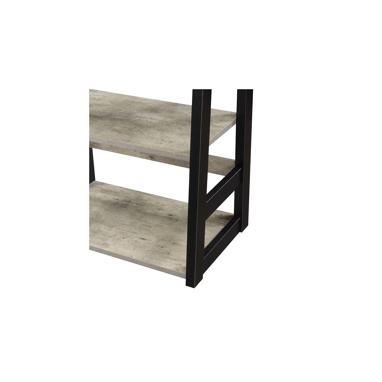 Designs2Go Trestle Bookcase in Gray Faux Birch Wood with Black Frame