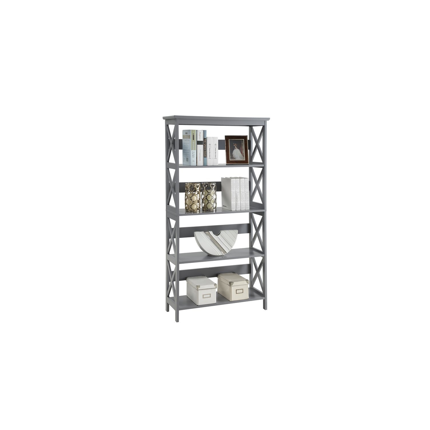 Convenience Concepts Oxford Five-Tier Bookcase in Gray Wood Finish
