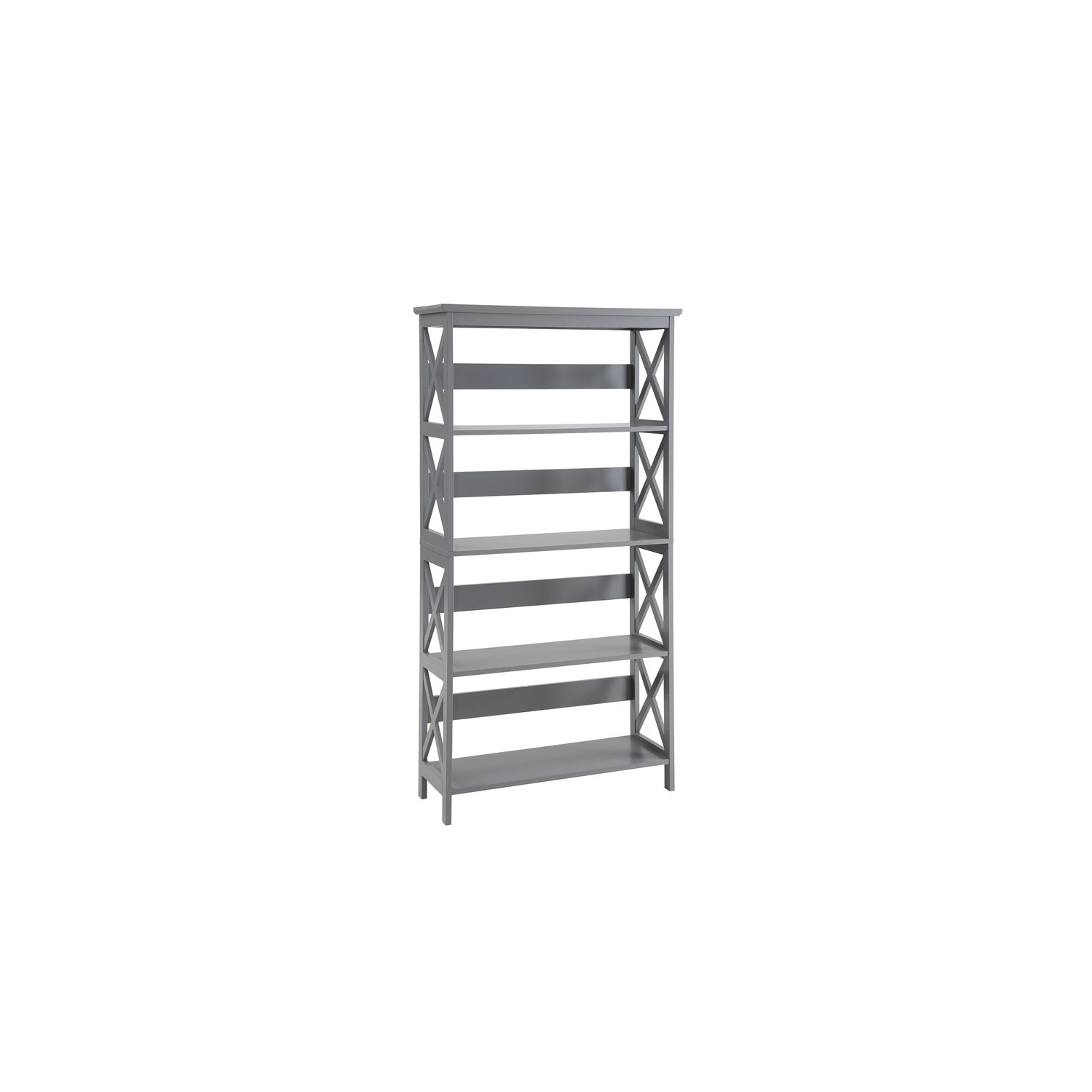 Convenience Concepts Oxford Five-Tier Bookcase in Gray Wood Finish
