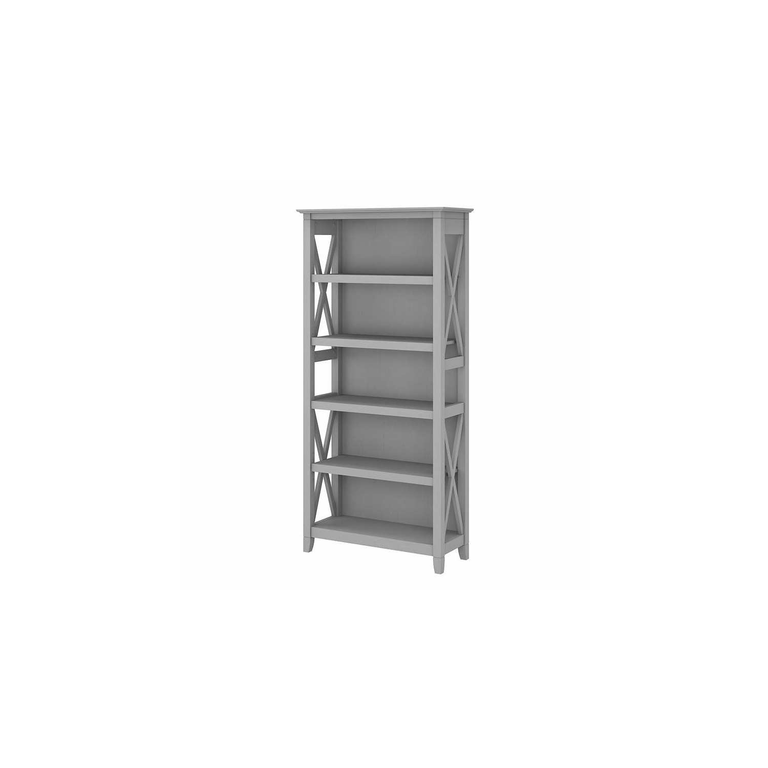 Bowery Hill Tall 5 Shelf Bookcase in Cape Cod Gray - Engineered Wood