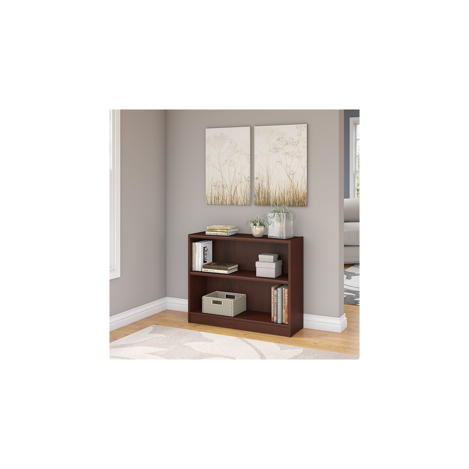 Bowery Hill Furniture 2 Shelf Bookcase in Vogue Cherry