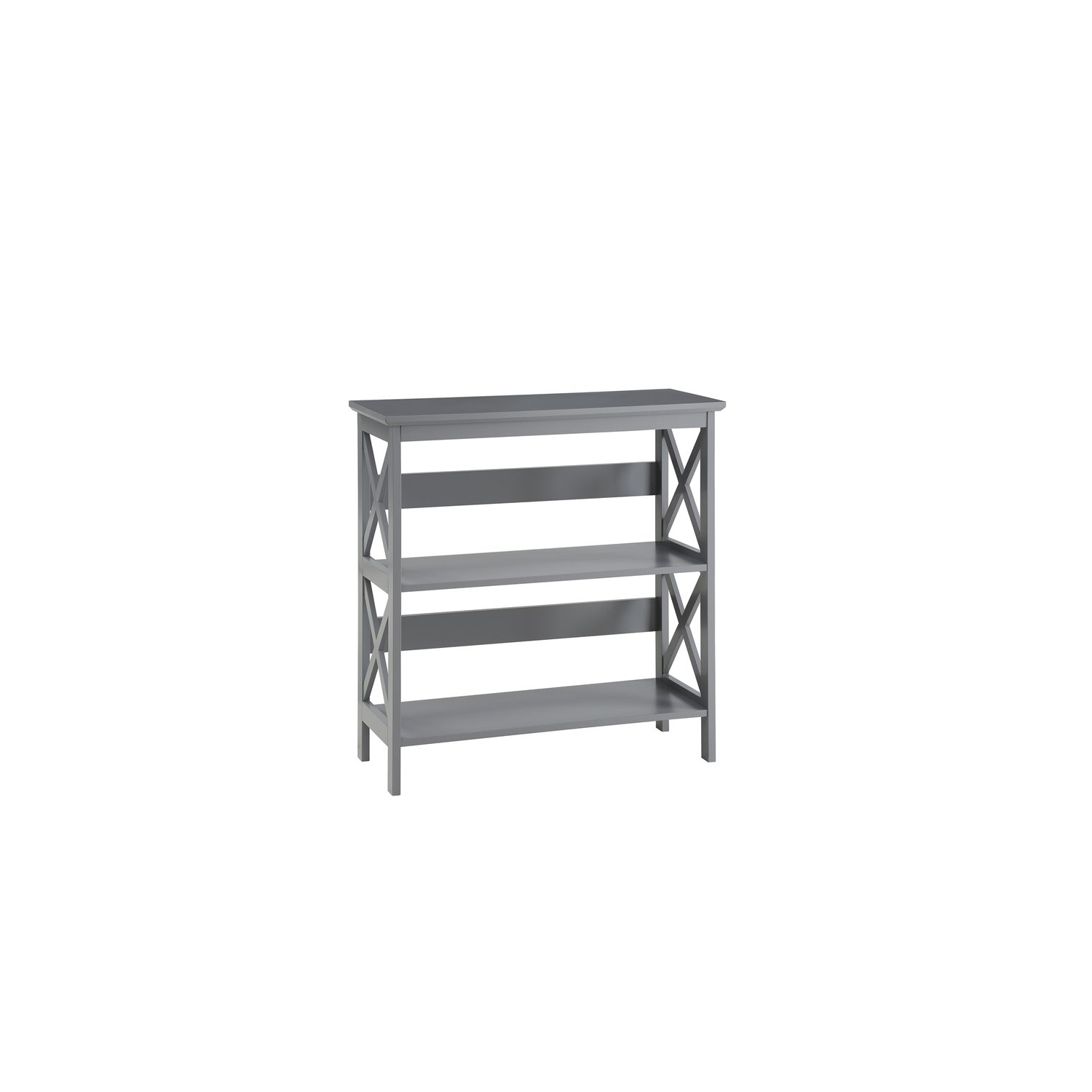 Pemberly Row Three-Tier Bookcase in Gray Wood Finish
