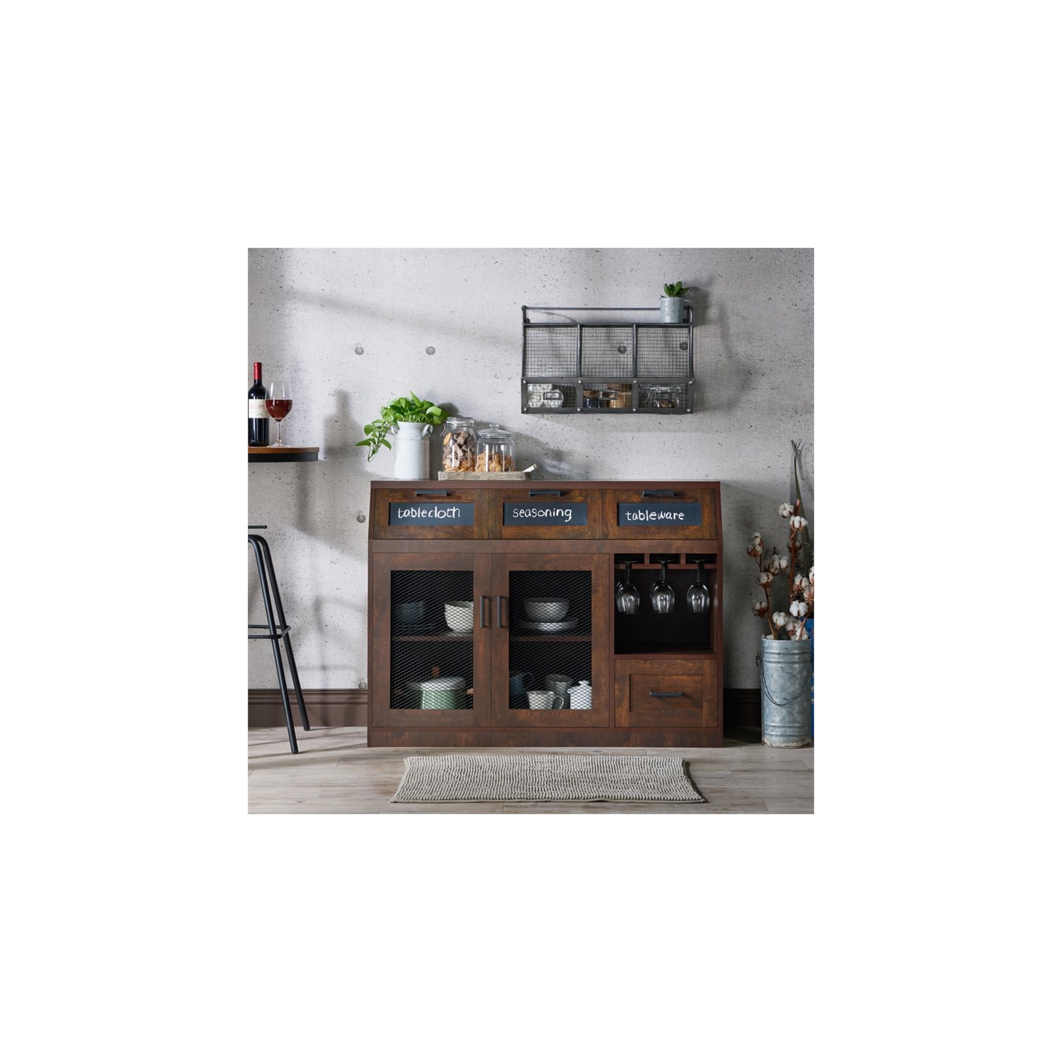 Bowery Hill Transitional Buffet in Vintage Walnut