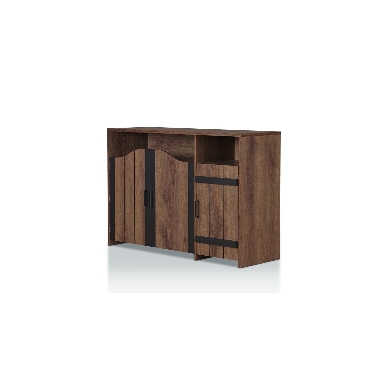 Furniture of America Helen Farmhouse Wood 6-Shelf Buffet in Distressed Walnut