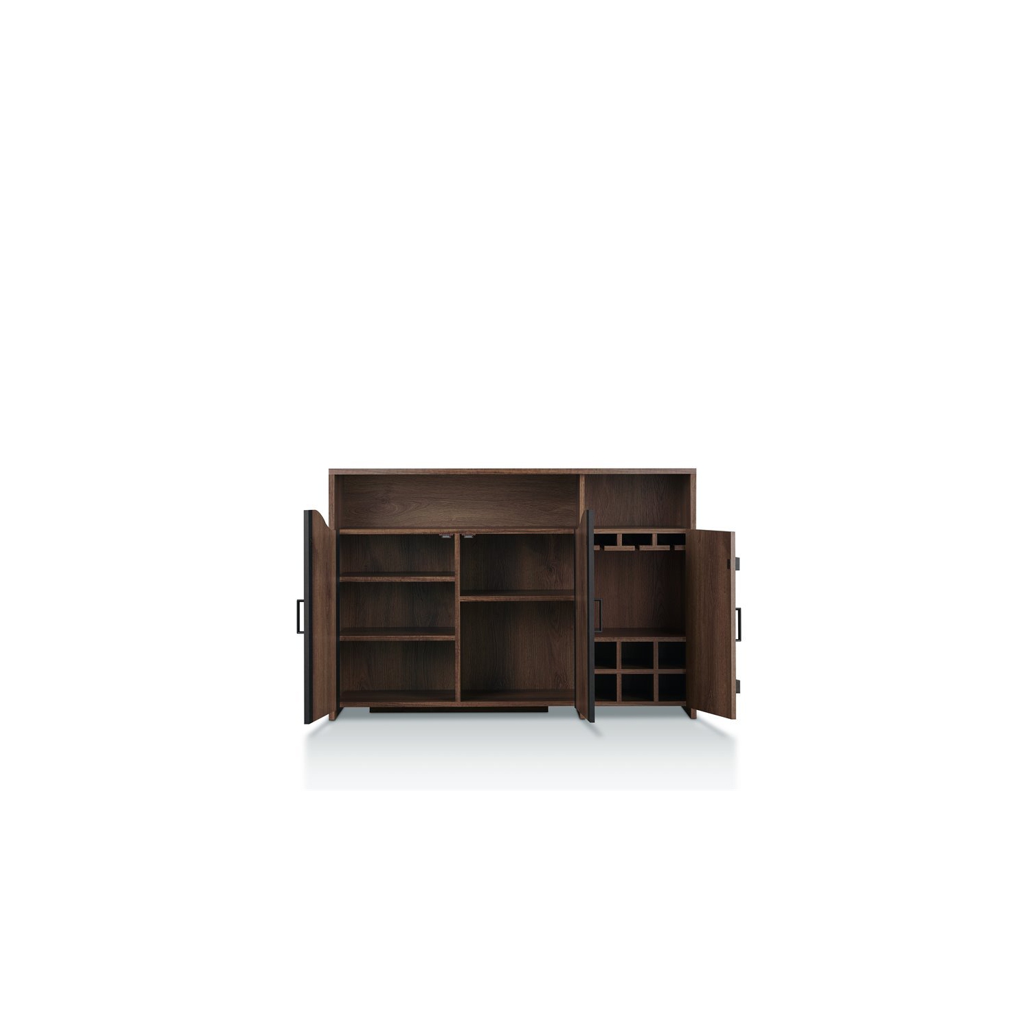 Furniture of America Helen Farmhouse Wood 6-Shelf Buffet in Distressed Walnut