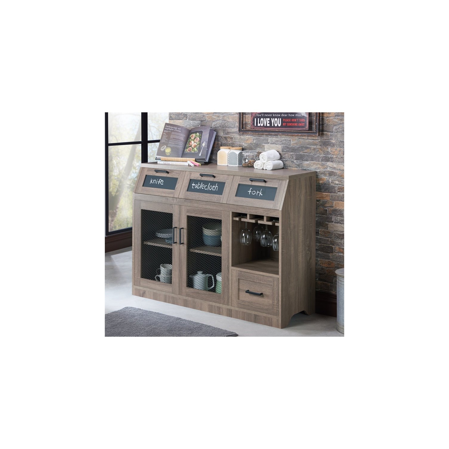 Bowery Hill Transitional Buffet in Warm Chestnut