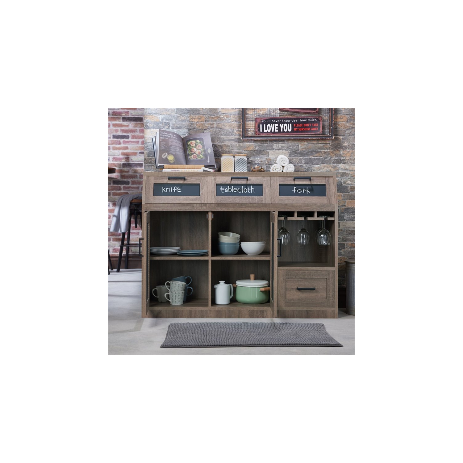 Bowery Hill Transitional Buffet in Warm Chestnut