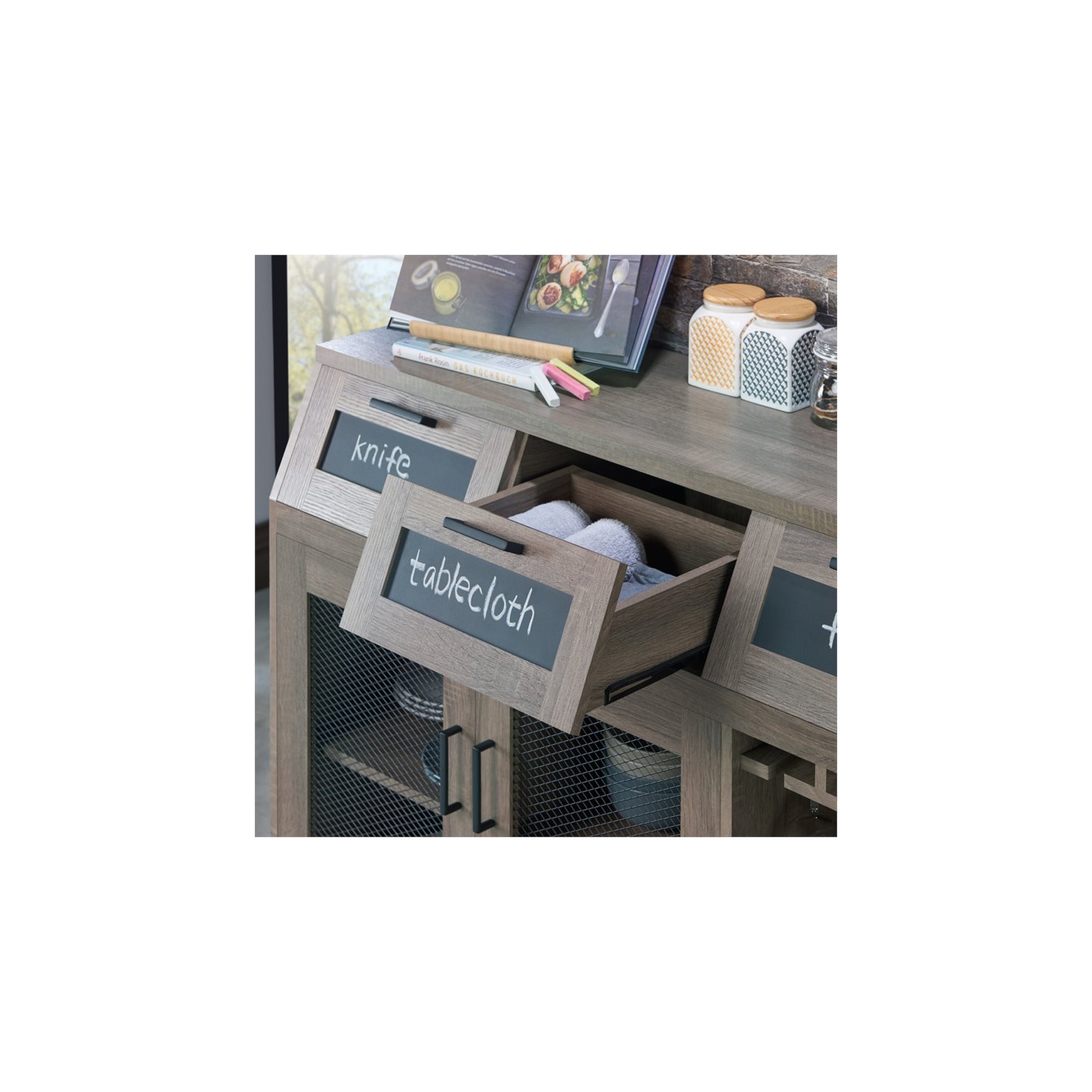 Bowery Hill Transitional Buffet in Warm Chestnut