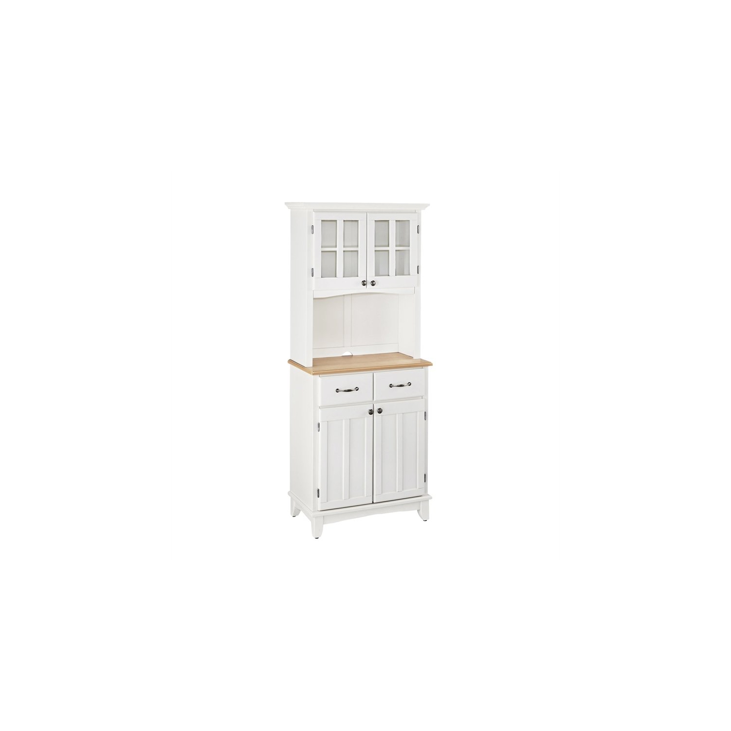 Buffet en bois blanc Pemberly Row avec dessus en bois naturel et étagère à 2 portes