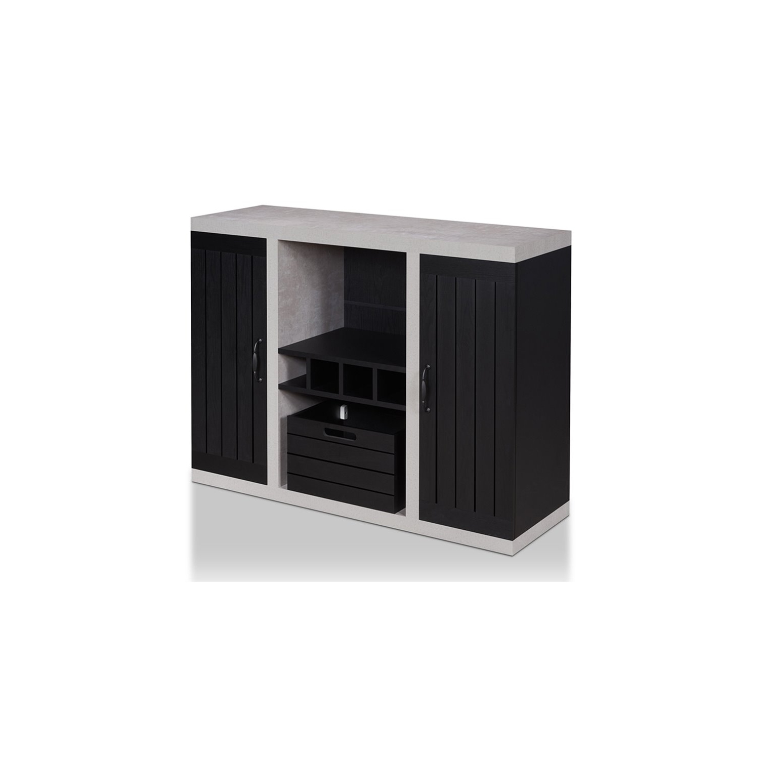 Furniture of America Vando Industrial Wood Multi-Storage Buffet in Black