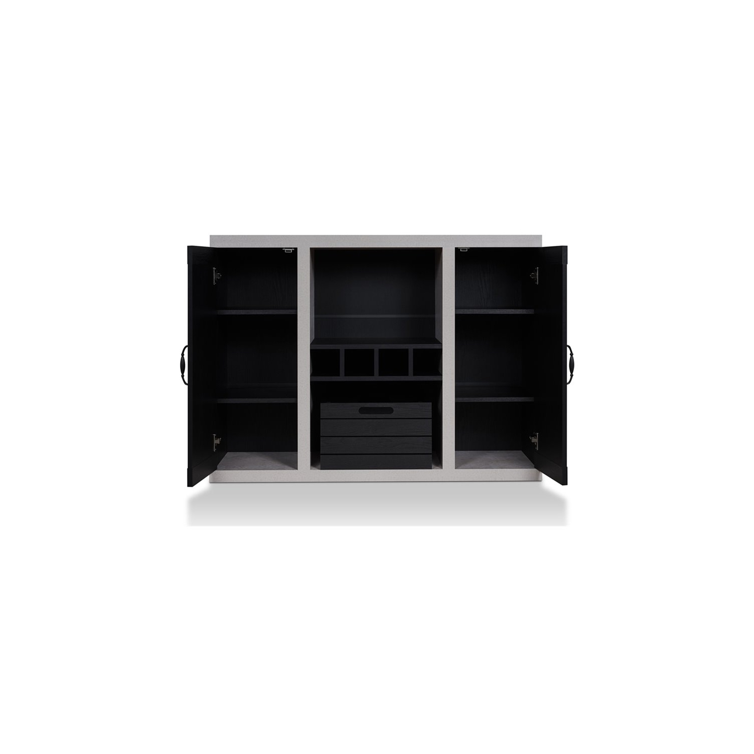 Furniture of America Vando Industrial Wood Multi-Storage Buffet in Black