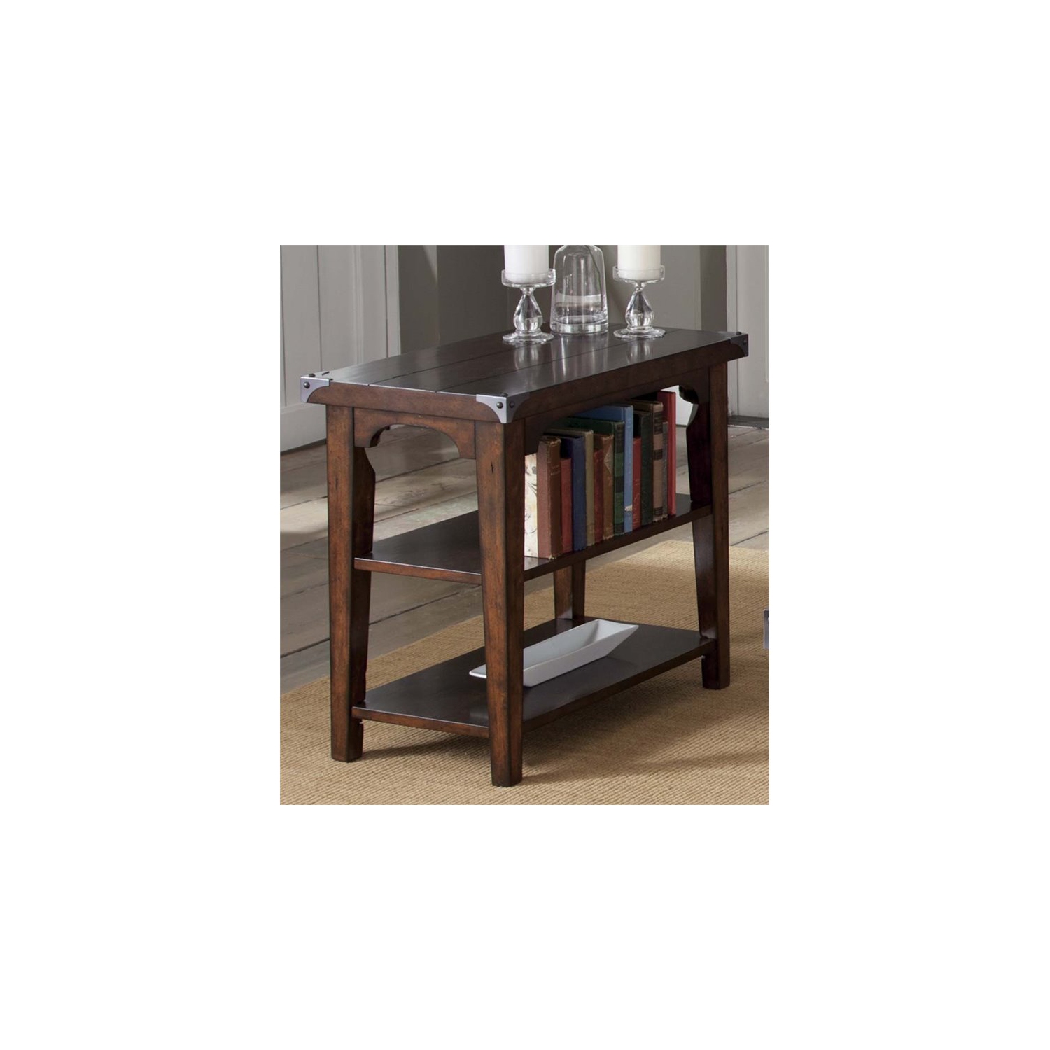 Pemberly Row Contemporary Chair Side Table in Mahogany