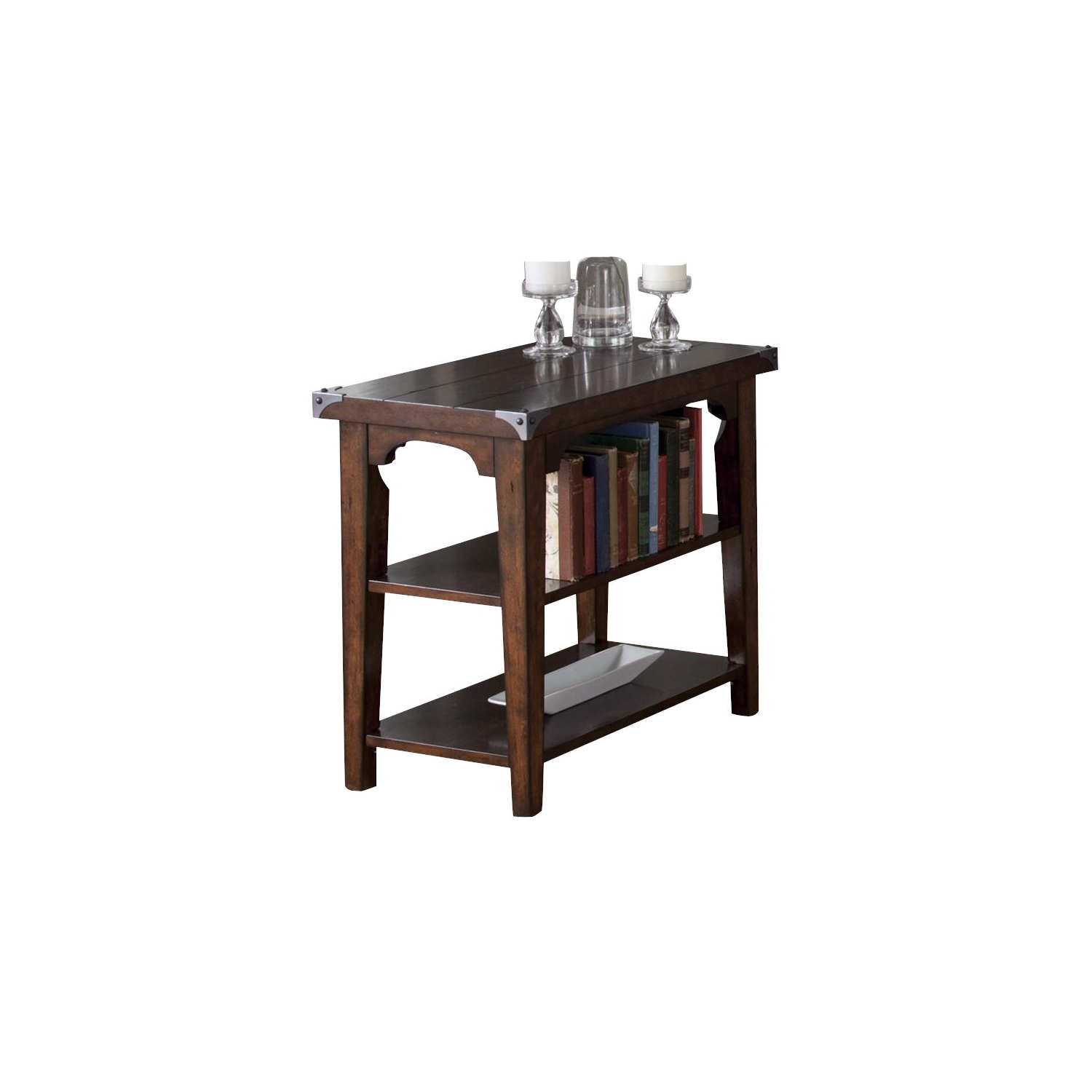 Pemberly Row Contemporary Chair Side Table in Mahogany
