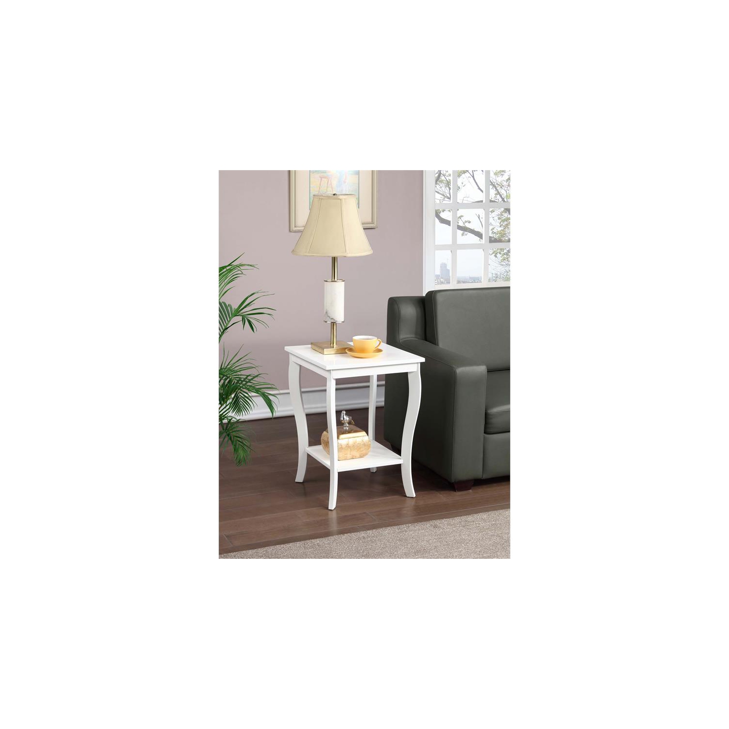 Pemberly Row Square End Table in White Wood Finish