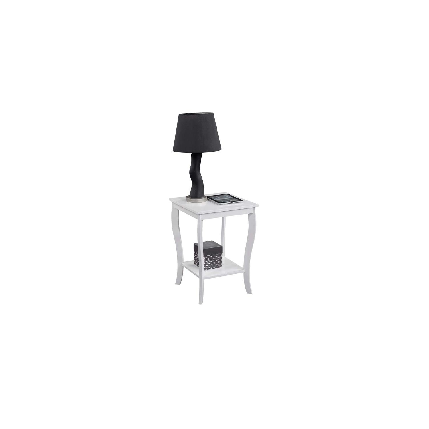Pemberly Row Square End Table in White Wood Finish