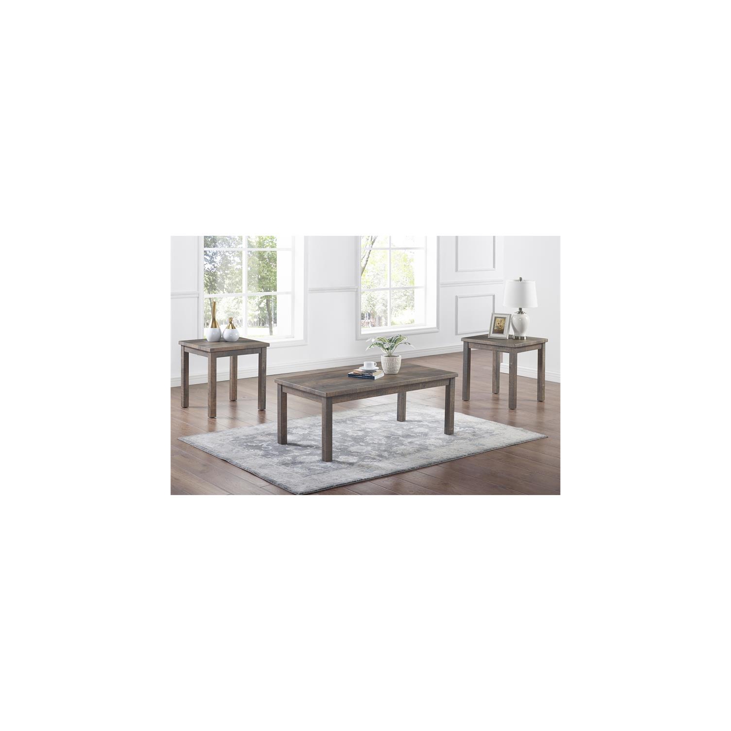 Furniture of America Engraf Wood 3-Piece Coffee Table Set in Rustic Natural Tone