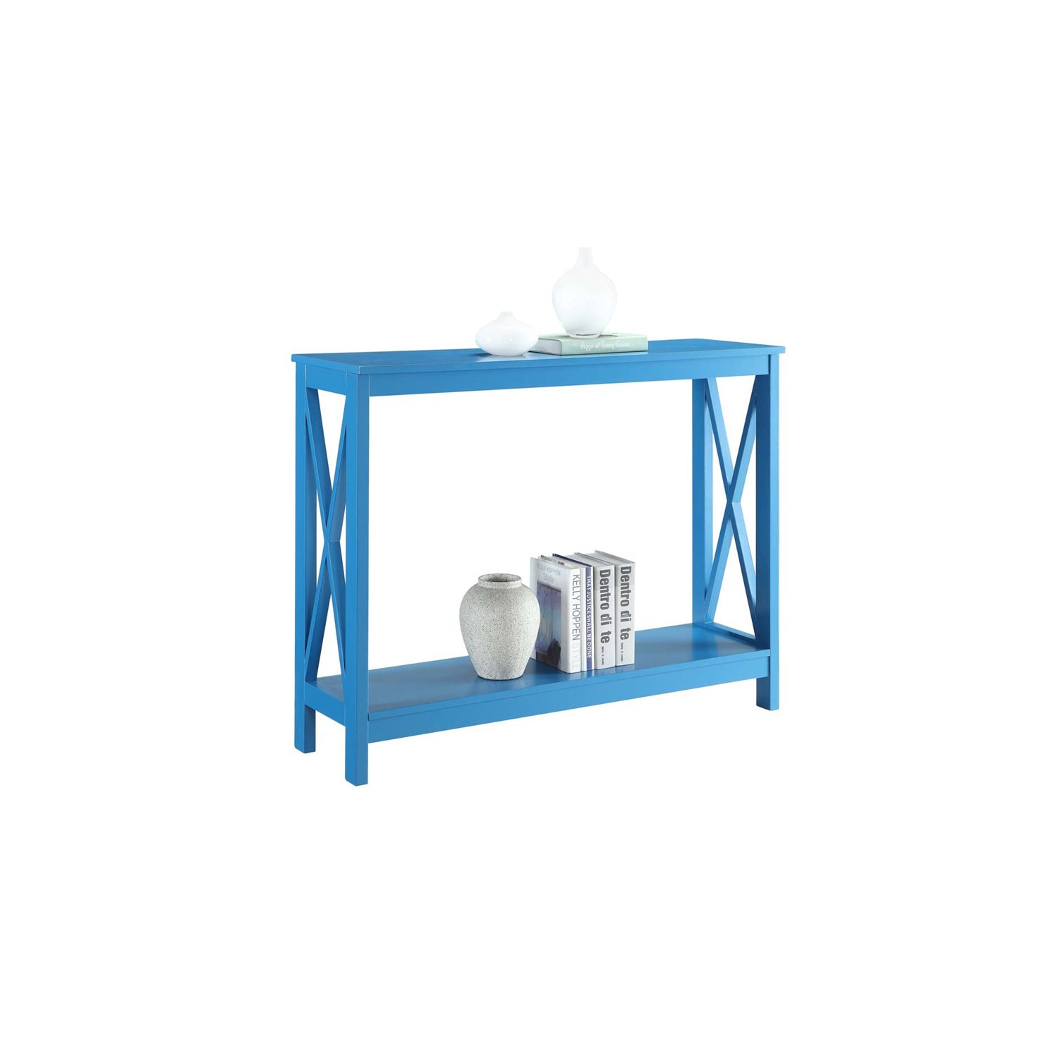 Pemberly Row Transitional Wood Console Table in Blue Wood Finish